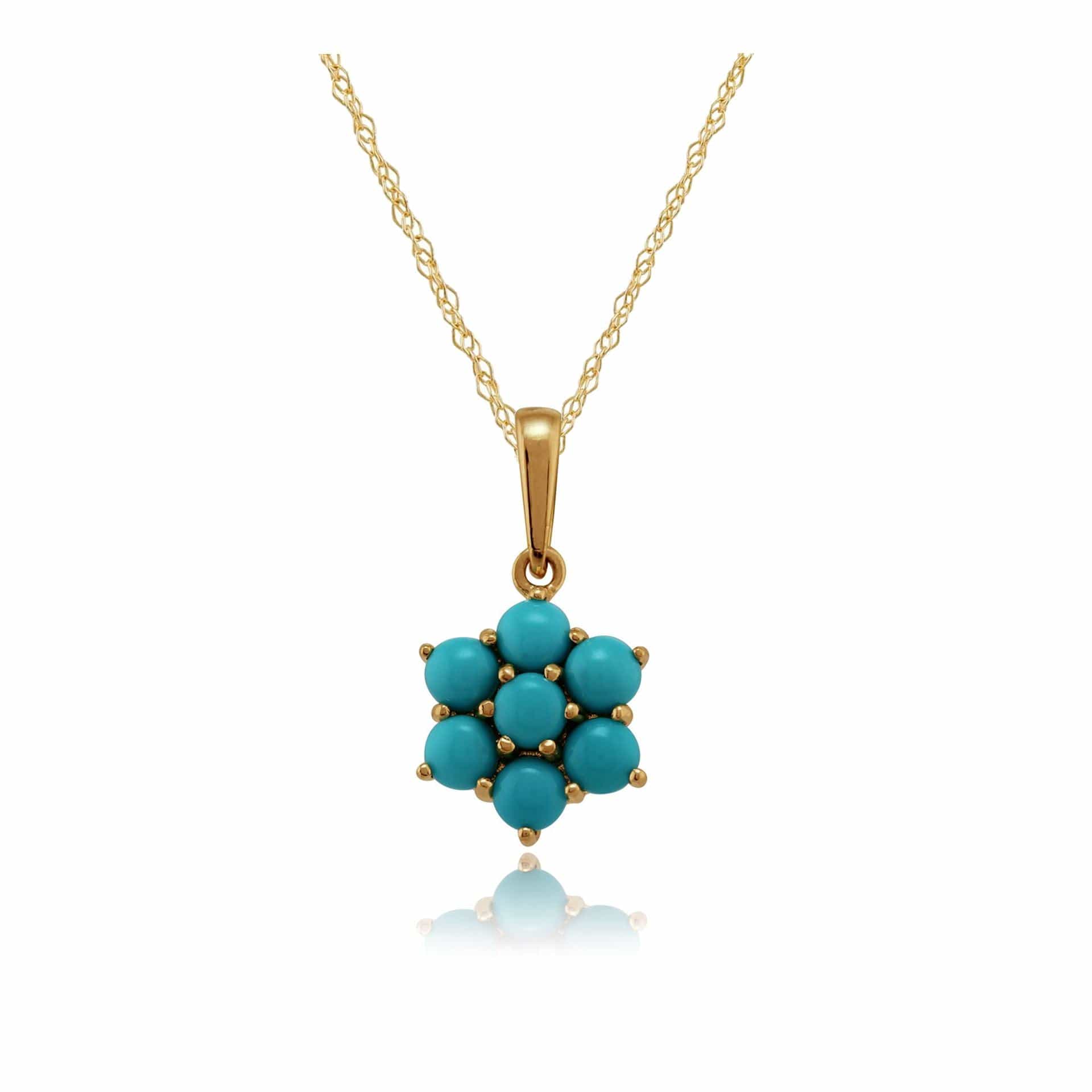Floral Turquoise Pendant on Chain Image 1