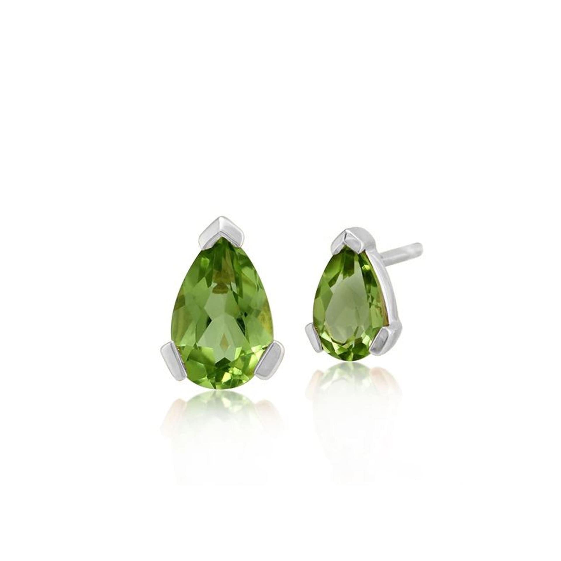 26883 Classic Pear Peridot Stud Earrings in 9ct White Gold 6.5x4mm 1