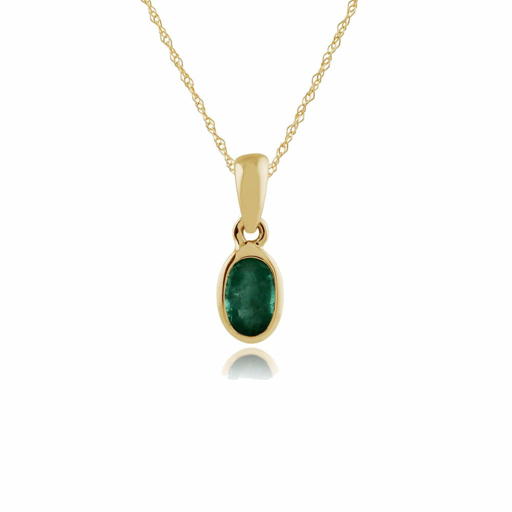 Classic Oval Emerald Pendant 9ct Yellow Gold