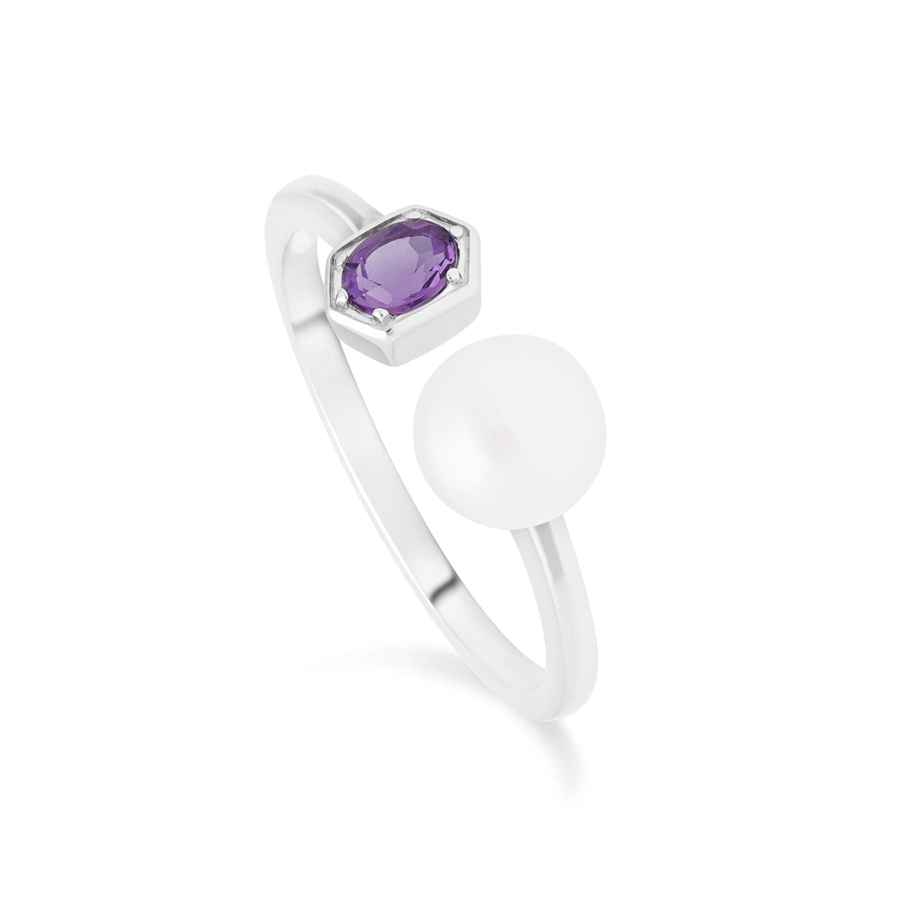 270P029601925-270R057701925 Modern Pearl & Amethyst Ring & Pendant Set in Sterling Silver 2