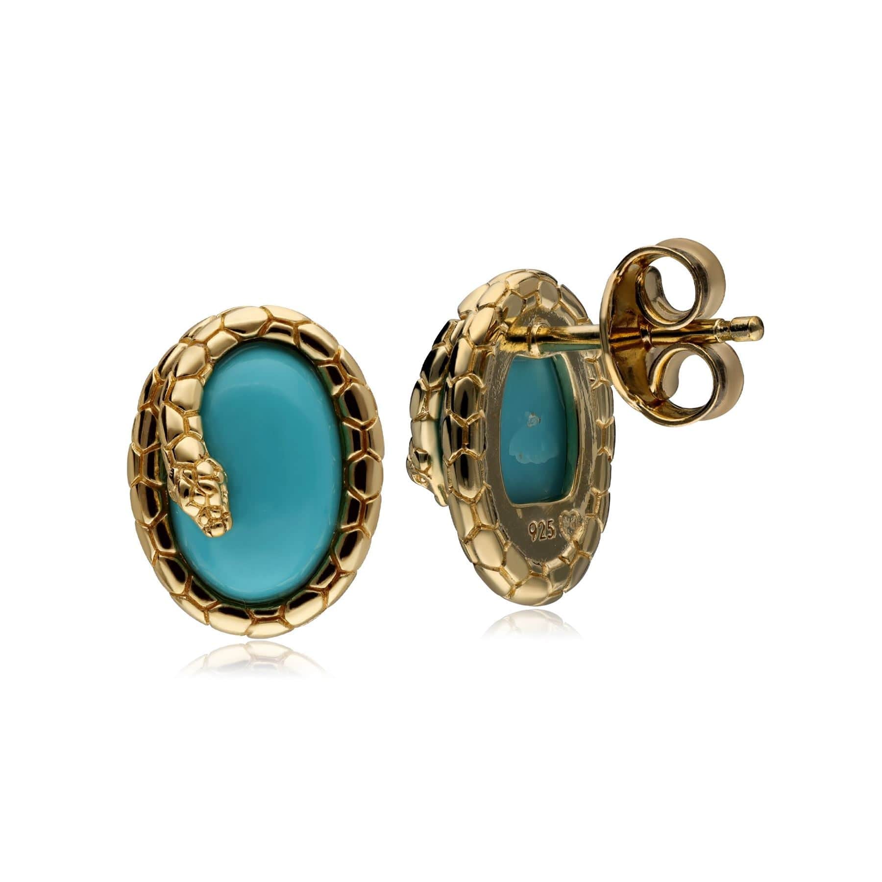 ECFEW™ 'The Ruler' Turquoise Winding Snake Stud Earrings with post and butterfly back