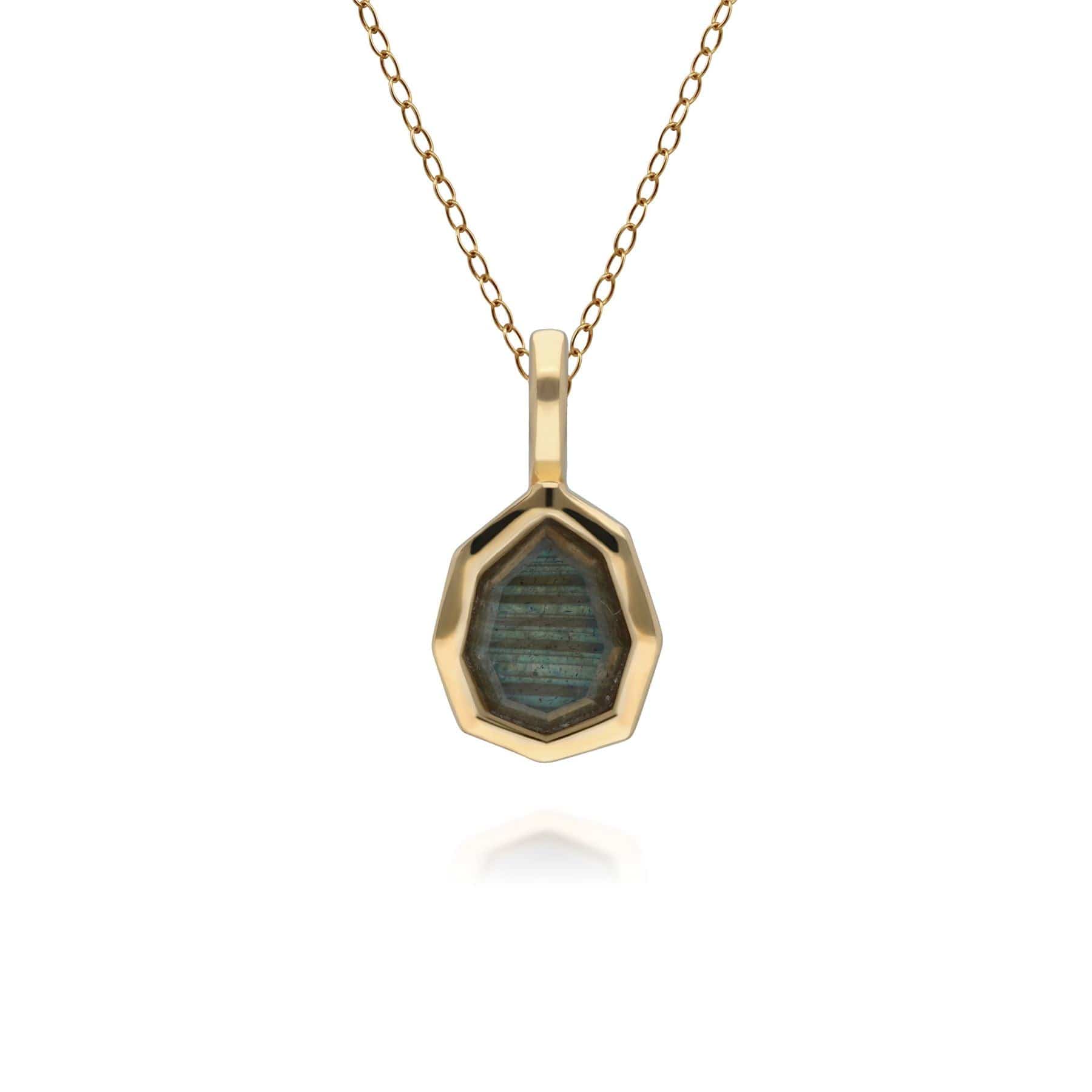 Irregular B Gem Labradorite Pendant in Gold Plated Sterling Silver
