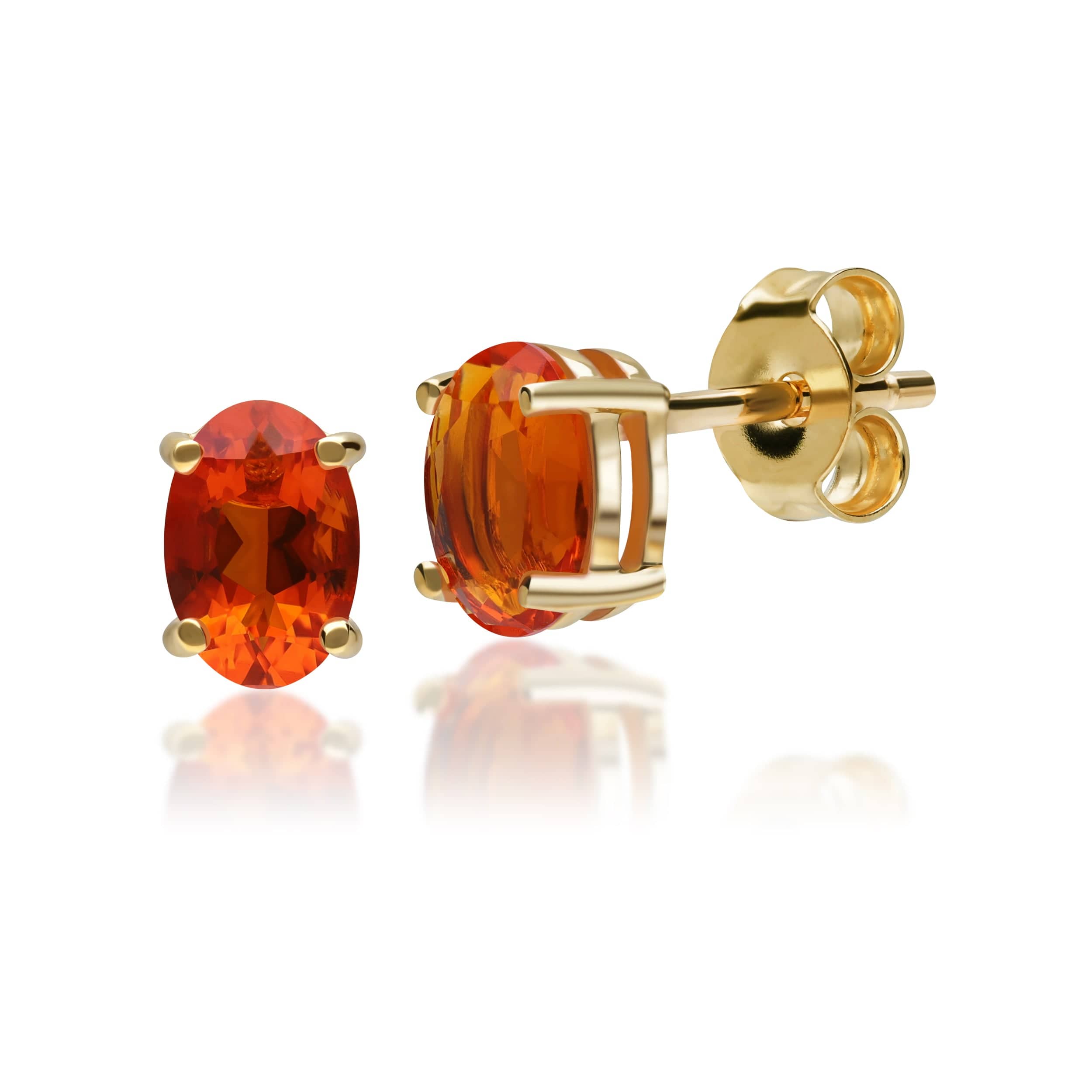 Oval fire opal stud earrings in 9ct yellow gold image 1