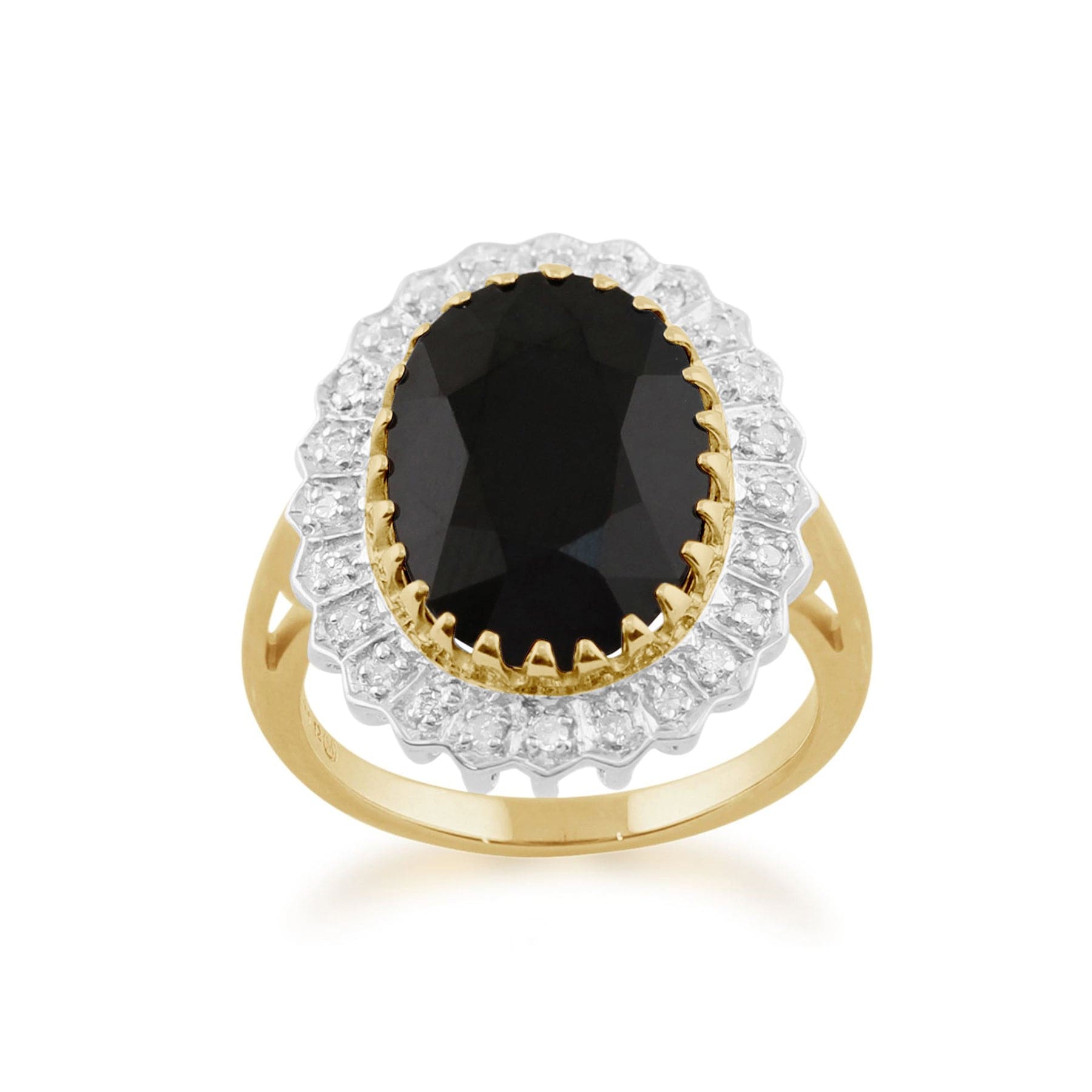 Classic Oval Sapphire & Diamond Cluster Ring in 9ct Yellow Gold 2
