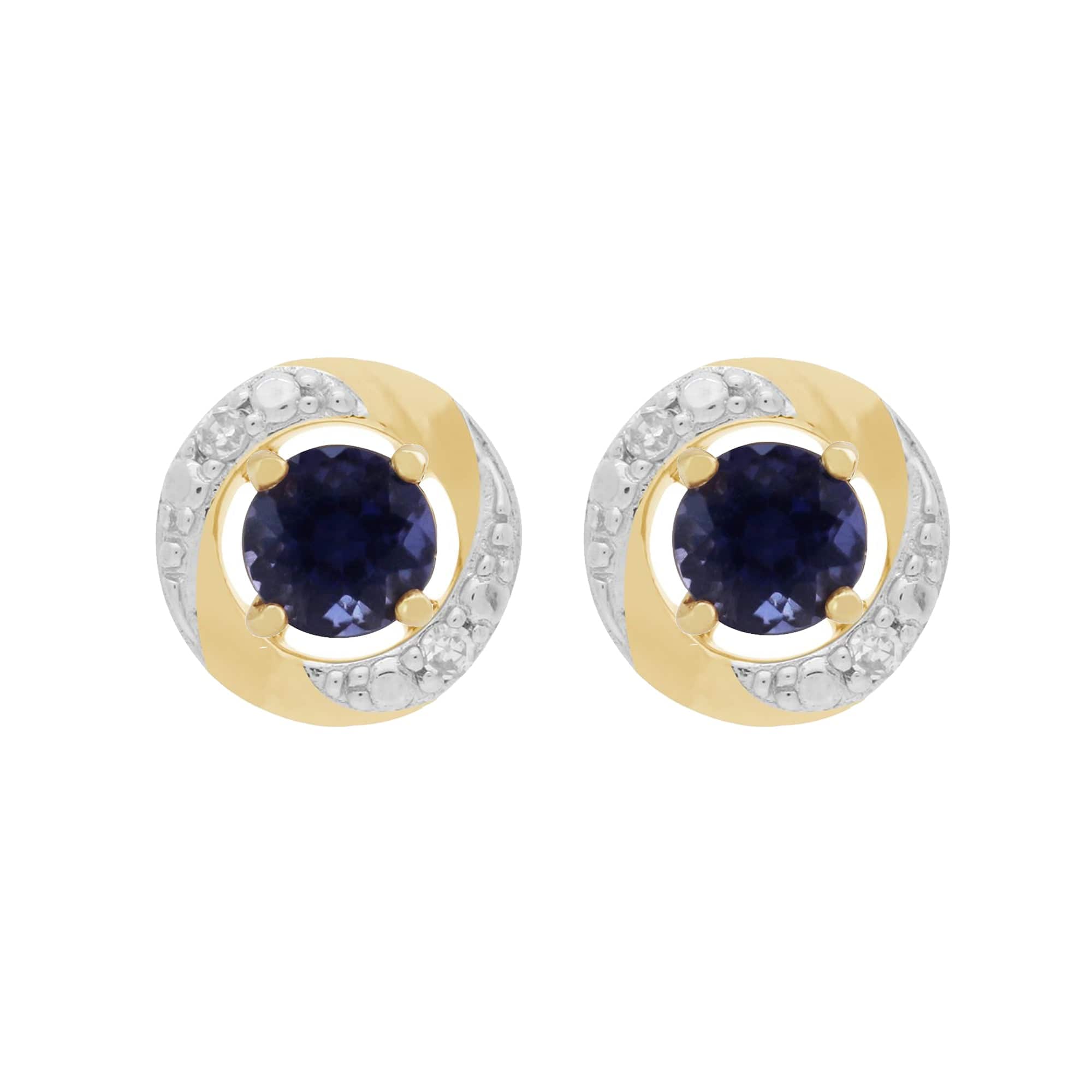 Classic Iolite Stud Earrings & Diamond Halo Ear Jacket Image 1 