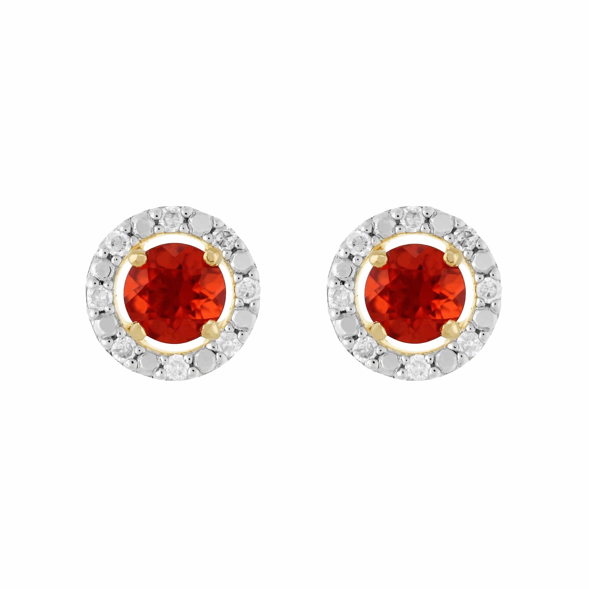 11561-191E0376019 Classic Round Fire Opal Stud Earrings with Detachable Diamond Round Earrings Jacket Set in 9ct Yellow Gold 1