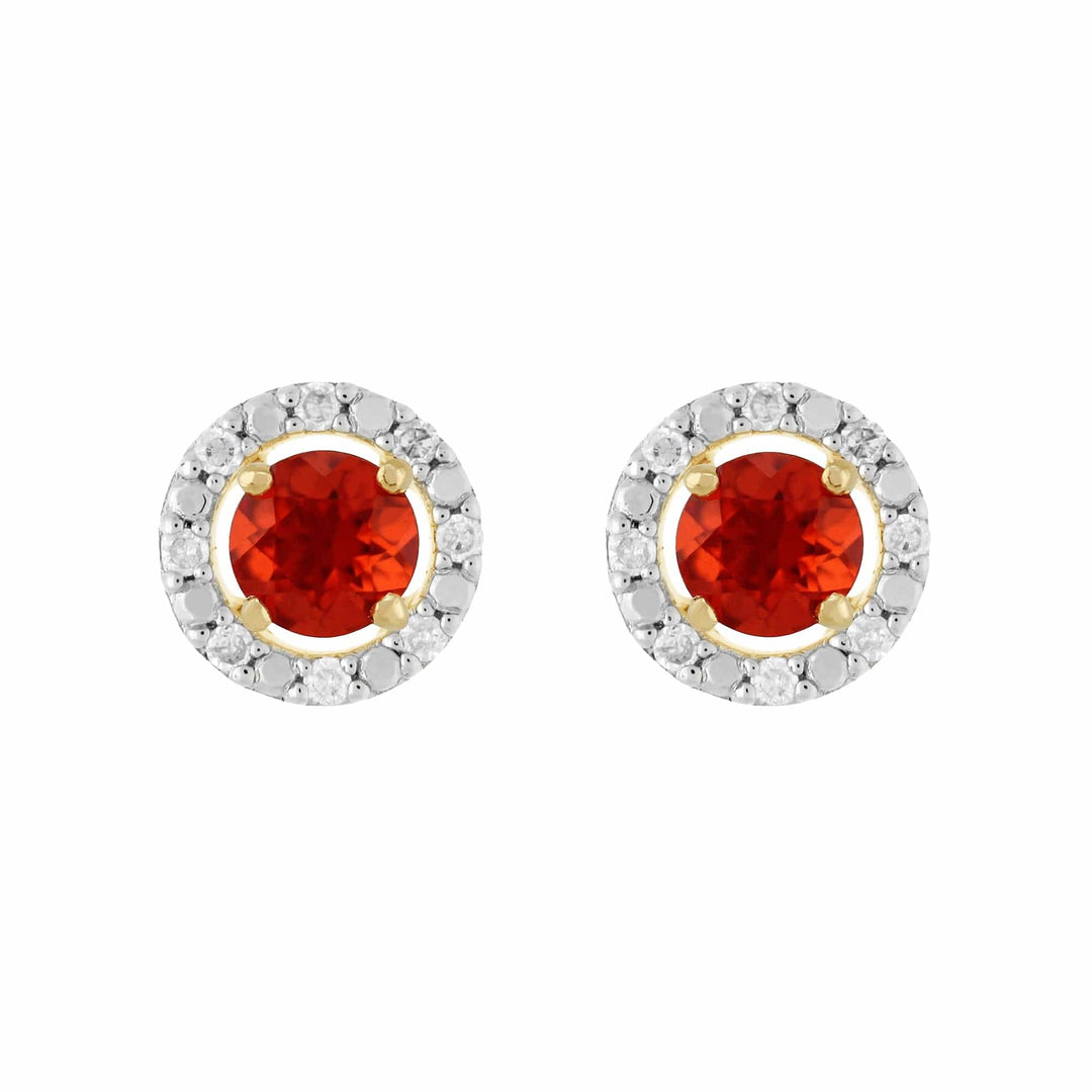 11561-191E0376019 Classic Round Fire Opal Stud Earrings with Detachable Diamond Round Earrings Jacket Set in 9ct Yellow Gold 1