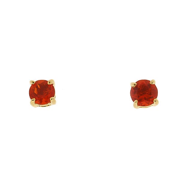Classic Round Fire Opal Stud Earrings with Detachable Diamond Square Earrings Jacket Set in 9ct Yellow Gold - Gemondo
