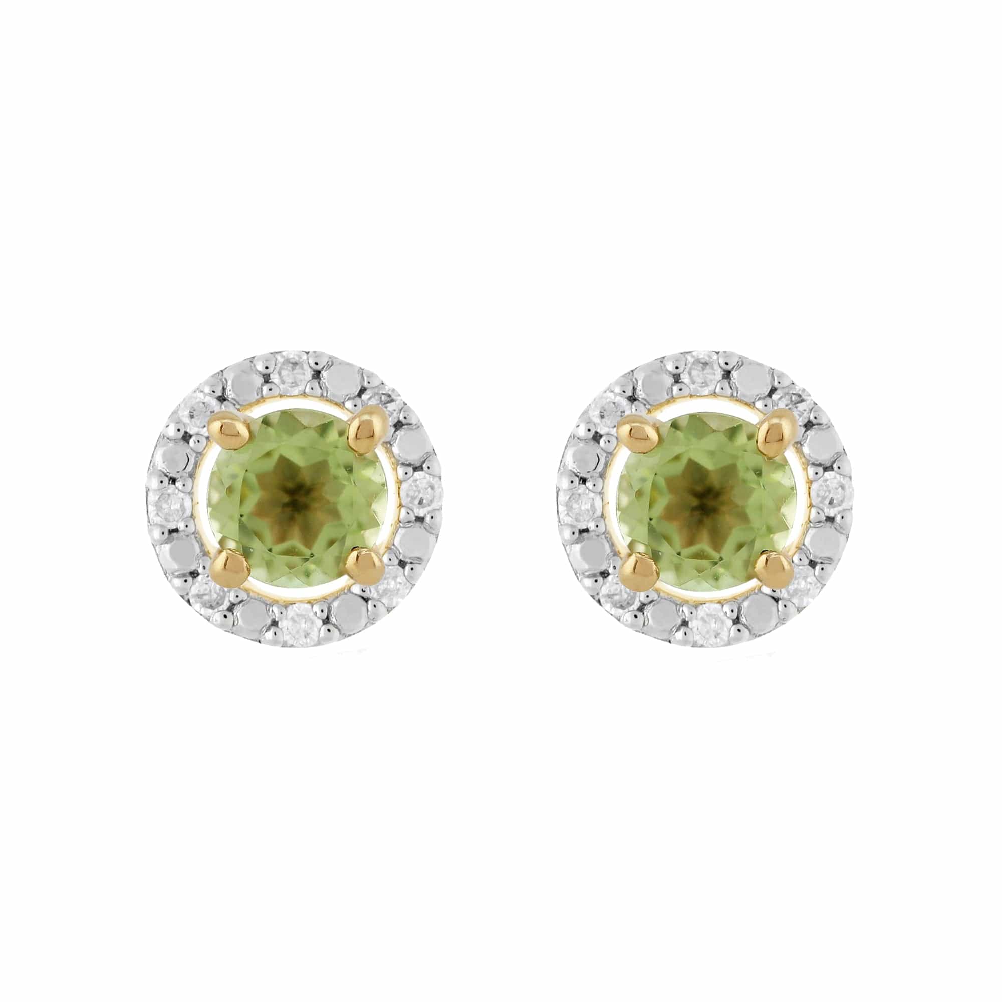 11562-191E0376019 Classic Round Peridot Stud Earrings with Detachable Diamond Round Earrings Jacket Set in 9ct Yellow Gold 1