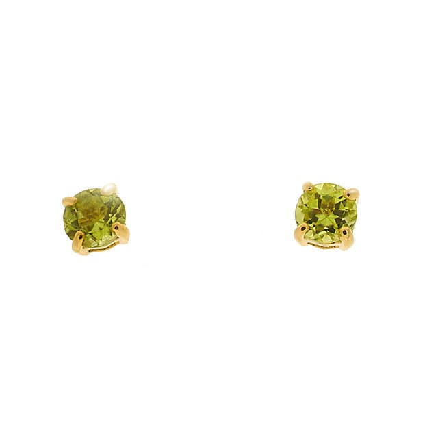 Classic Round Peridot Stud Earrings with Detachable Diamond Square Earrings Jacket Set in 9ct Yellow Gold - Gemondo