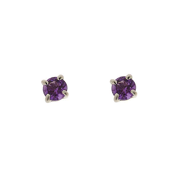 Classic Round Amethyst Stud Earrings with Detachable Diamond Round Earrings Jacket Set in 9ct White Gold - Gemondo