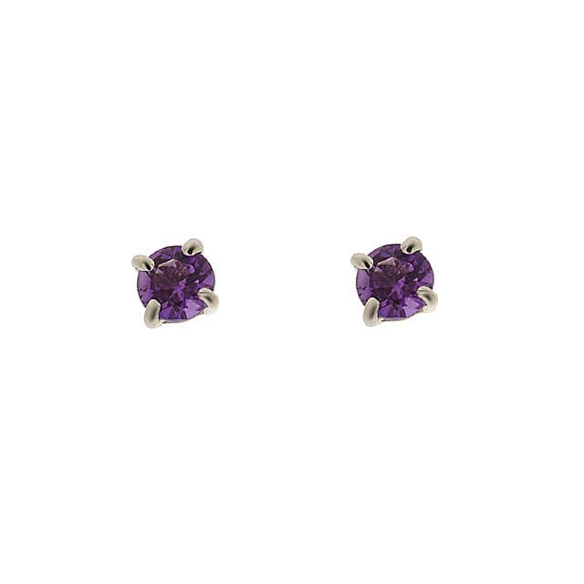 Classic Round Amethyst Stud Earrings with Detachable Diamond Round Ear Jacket in 9ct White Gold - Gemondo