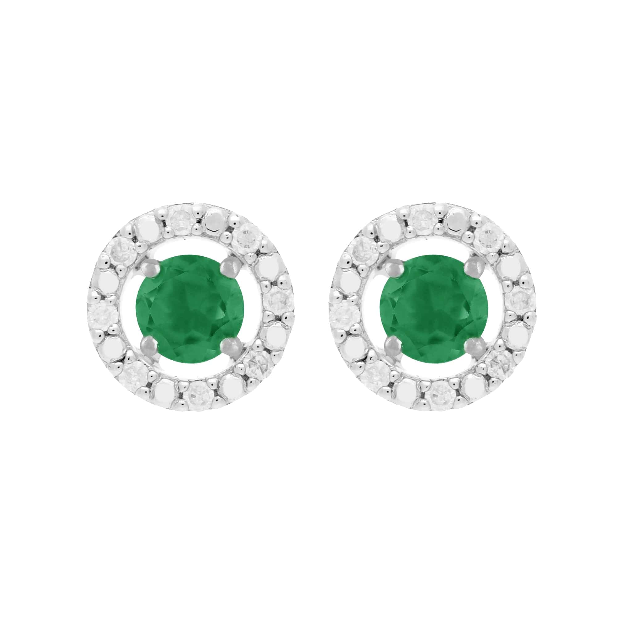 11621-162E0228019 Classic Round Emerald Stud Earrings with Detachable Diamond Round Ear Jacket in 9ct White Gold 1