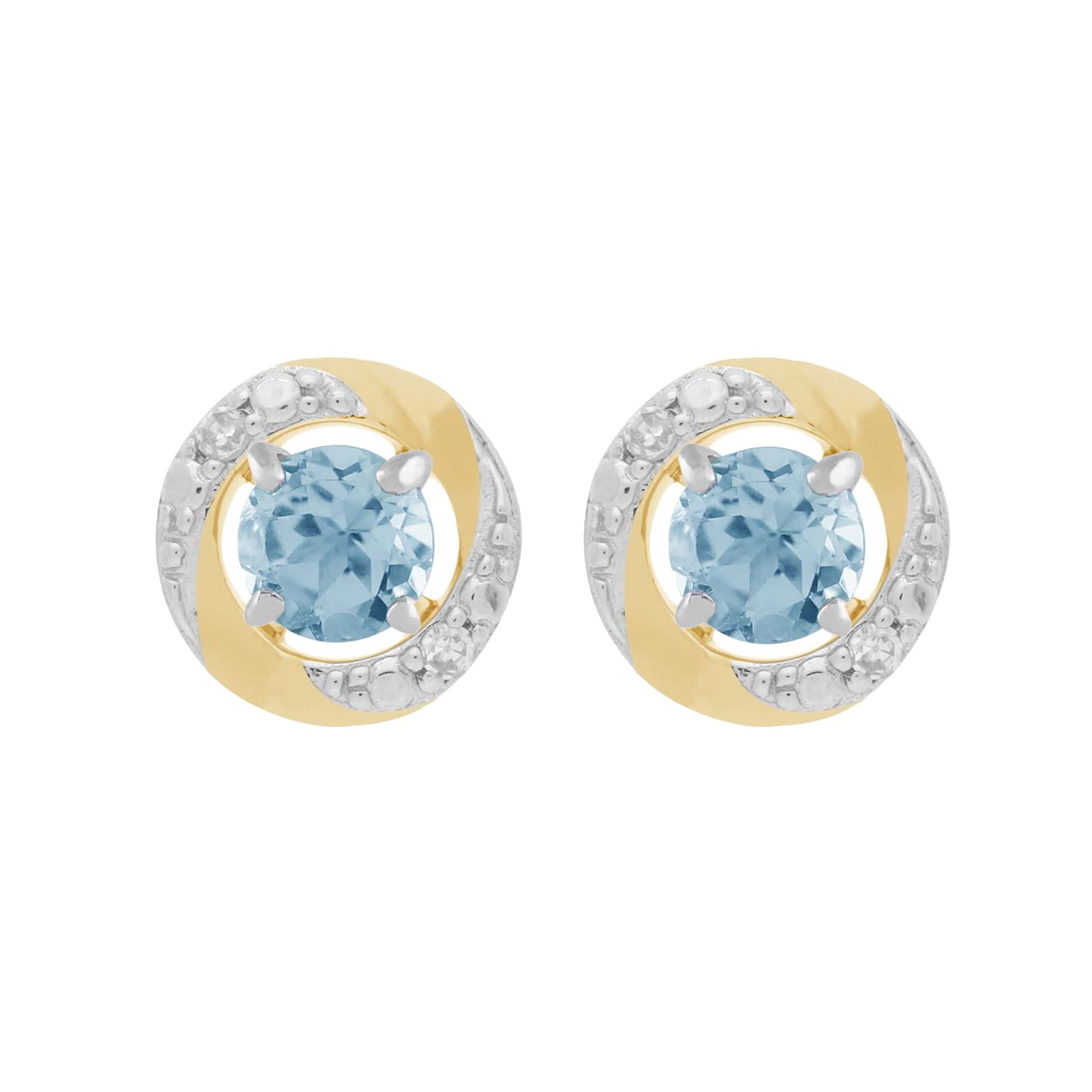 9ct White Gold Blue Topaz Stud Earrings & Diamond Halo Ear Jacket Image 1 
