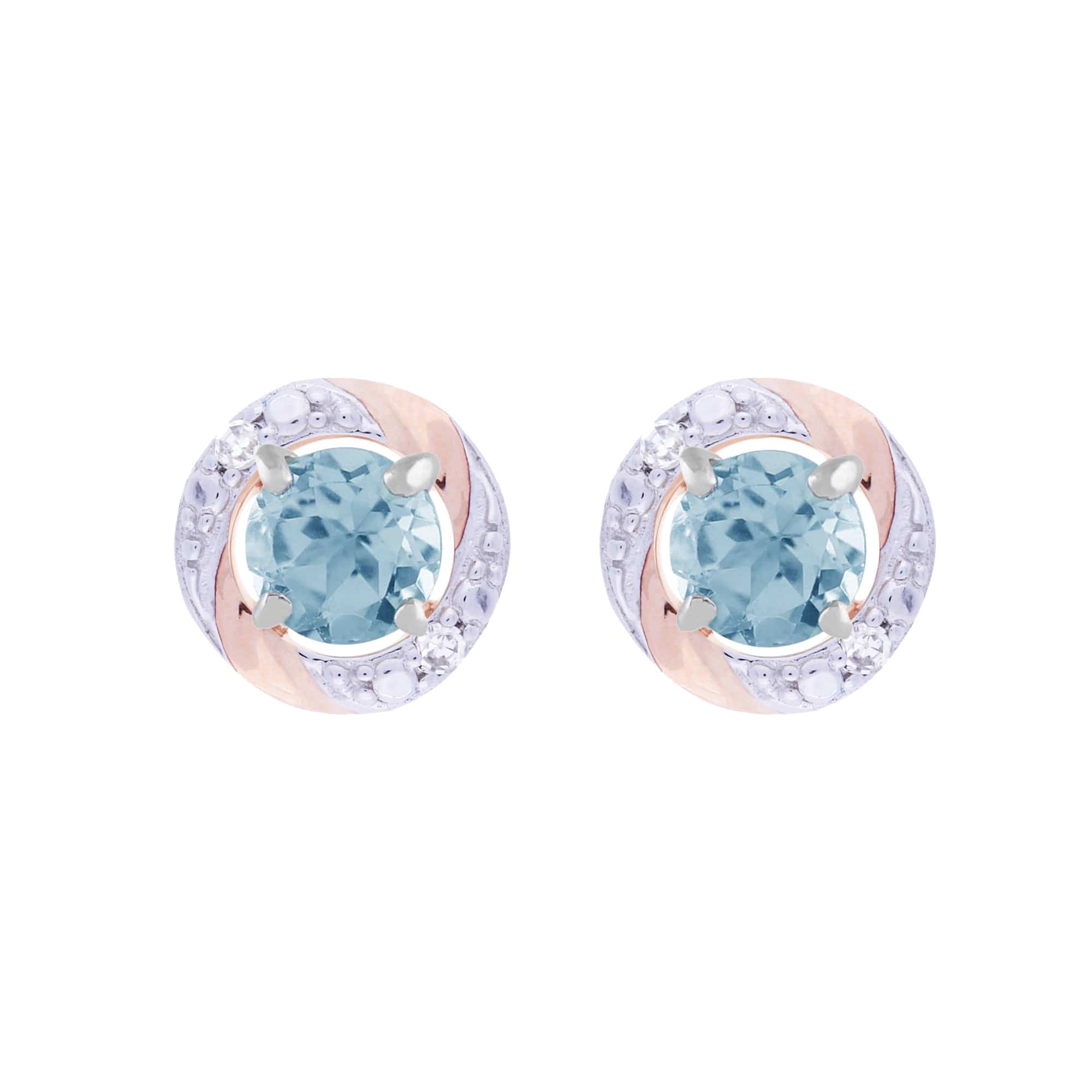 Classic Blue Topaz Stud Earrings & Diamond Round Earring Jacket Set Image 1