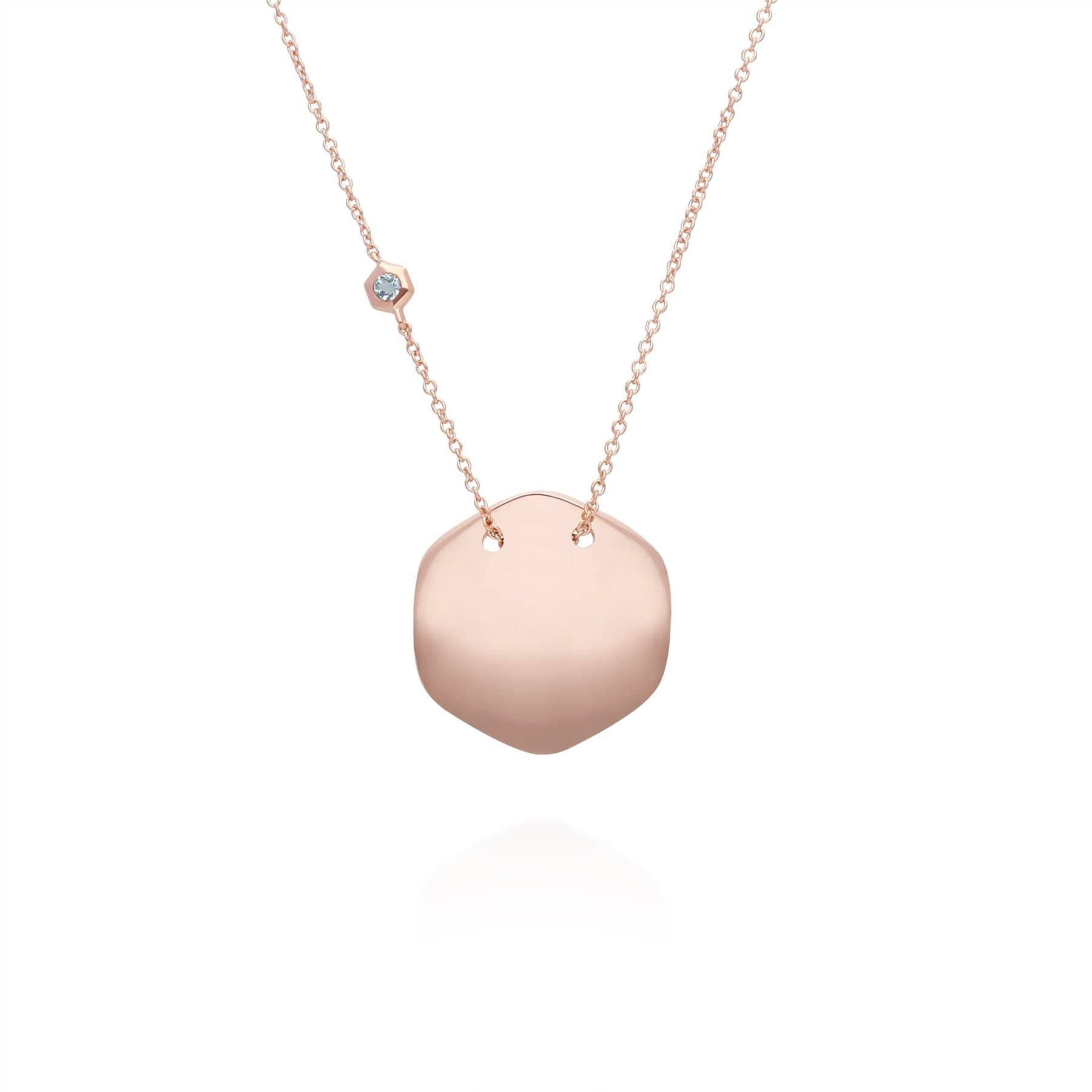Aquamarine Engravable Necklace in Rose Gold Plated Sterling Silver - Gemondo