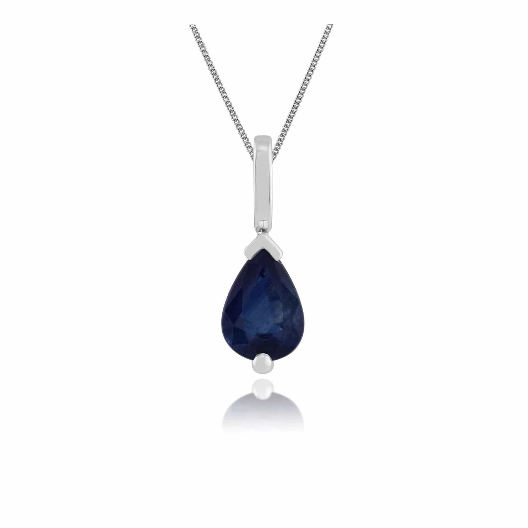 117E0027119-117P0023109 Classic Pear Light Blue Sapphire Single Stone Stud Earrings & Pendant Set in 9ct White Gold 3