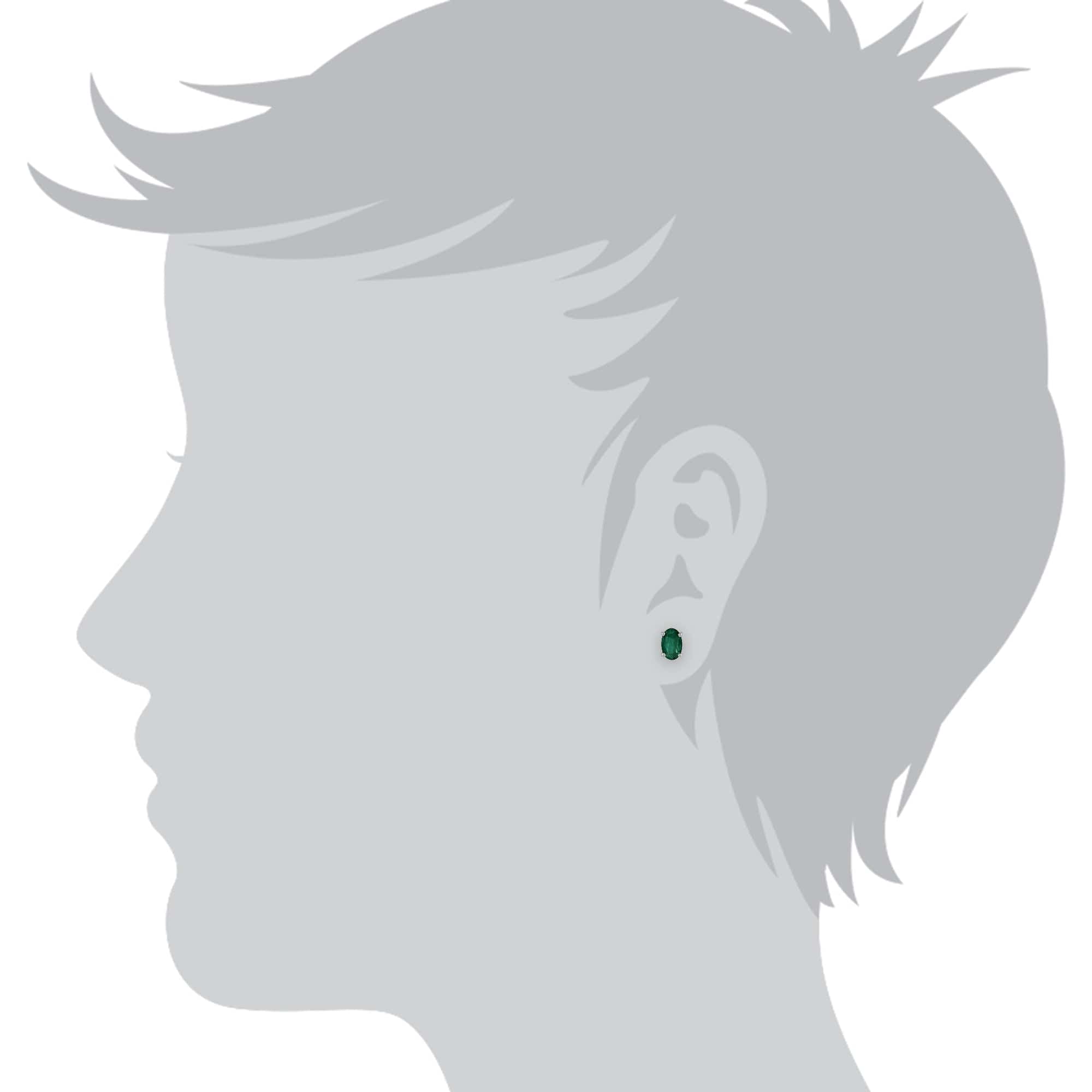 117E0017079-117P0013069 Classic Oval Emerald Single Stone Stud Earrings & Pendant in 9ct White Gold 3