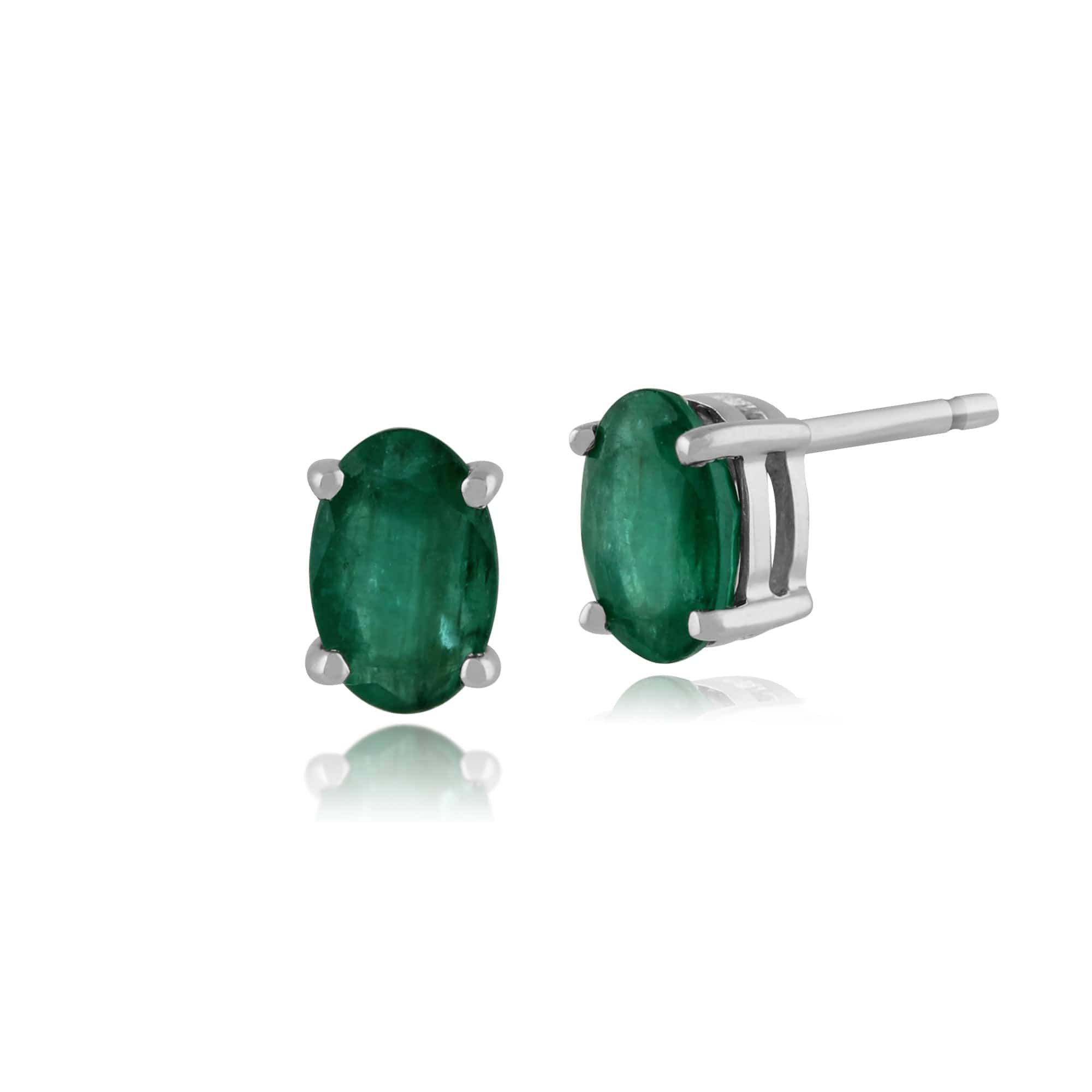 Classic Oval Emerald Stud Earrings & Pendant Set Image 2