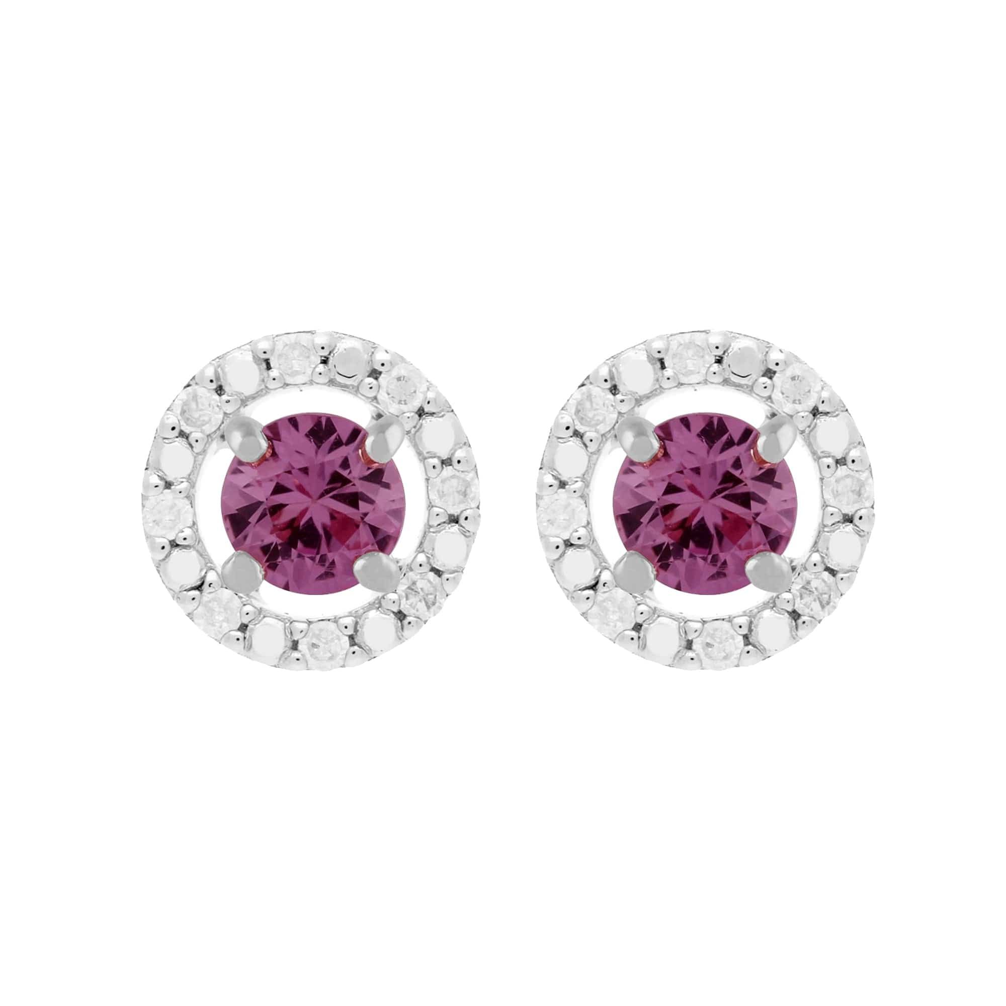 Classic Pink Sapphire Stud Earrings and Diamond Round Jacket Image 1 