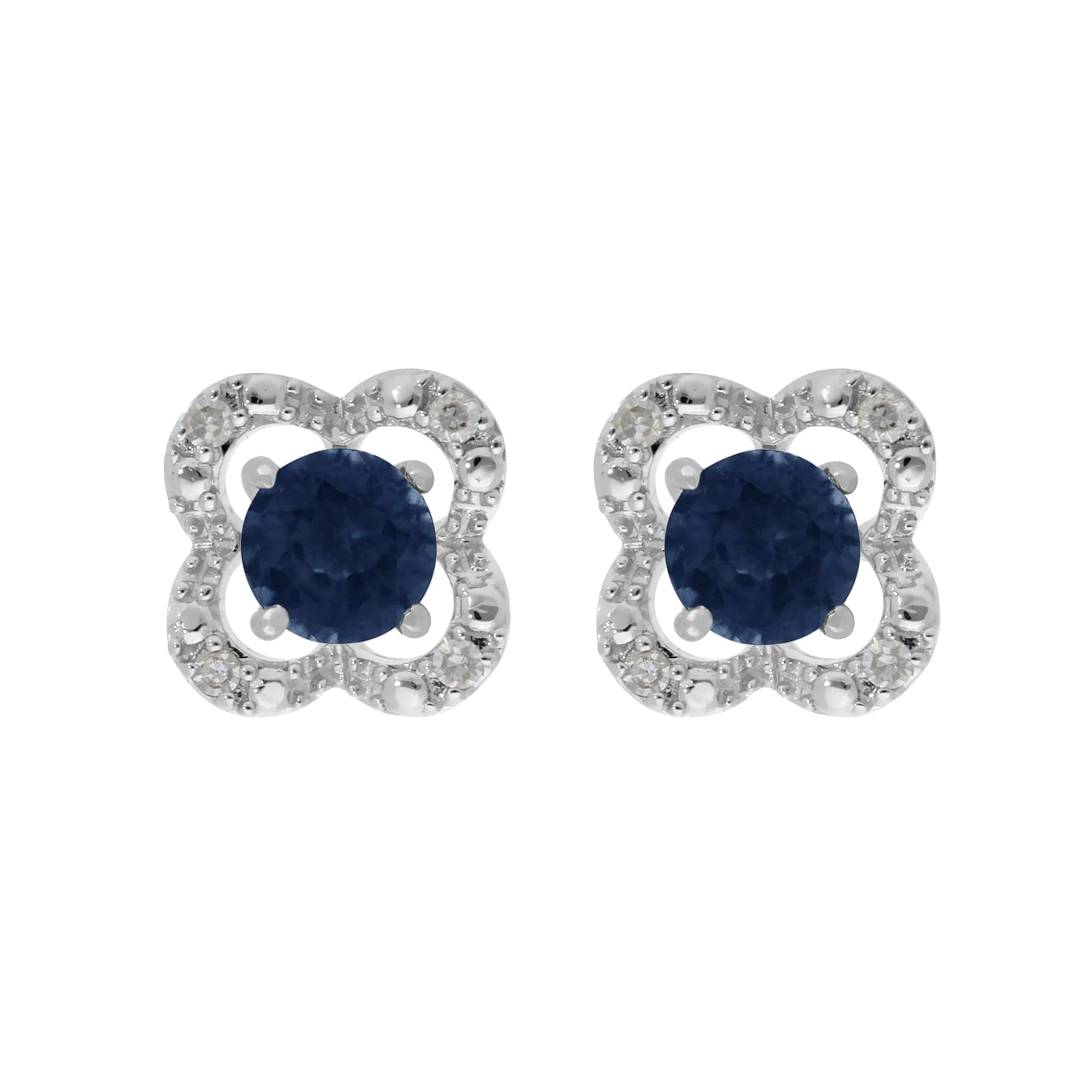 Classic Blue Sapphire Studs & Diamond Flower Ear Jacket Image 1 