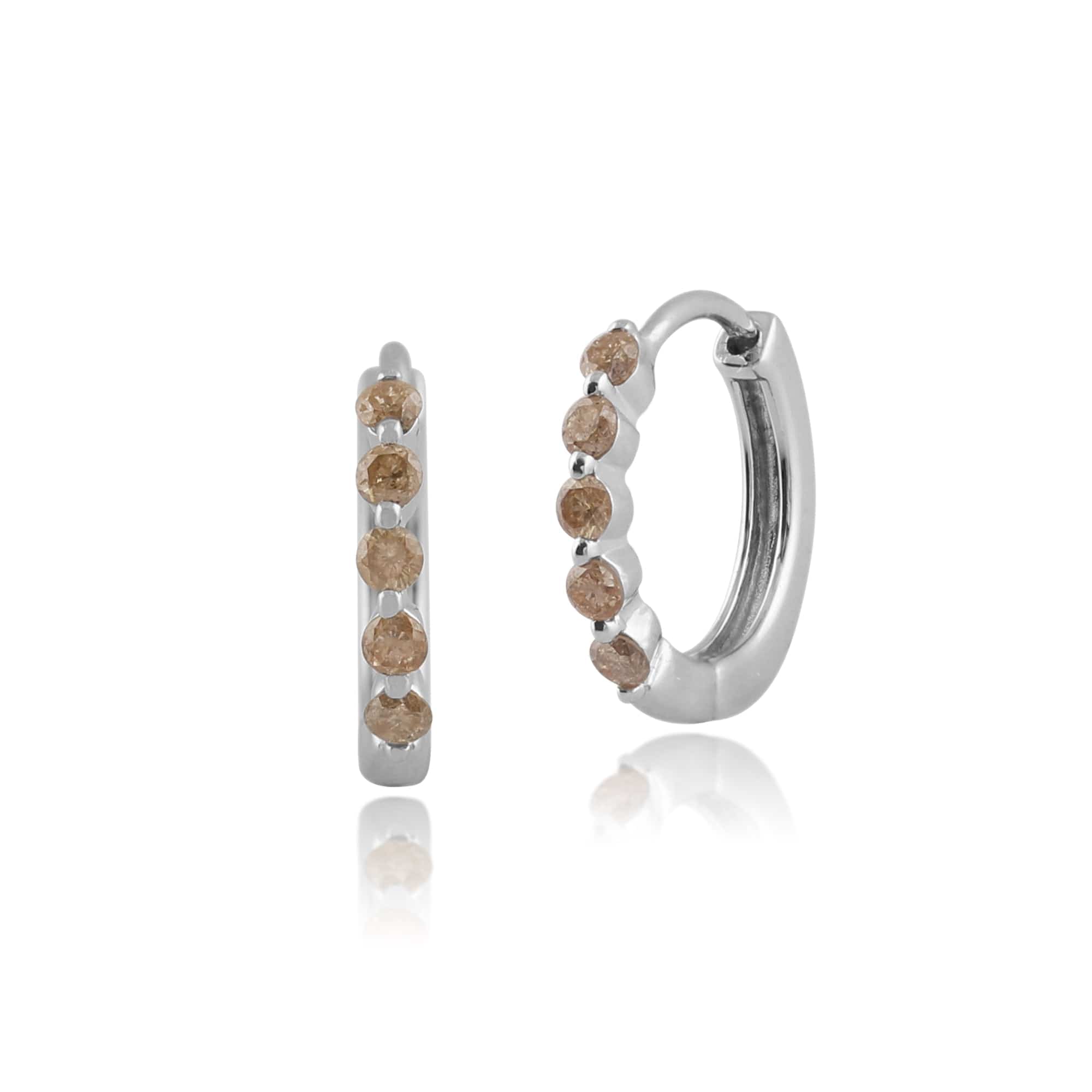 Gemondo 9ct White Gold 0.33ct Champagne Coloured Diamond Hoop Earrings Image