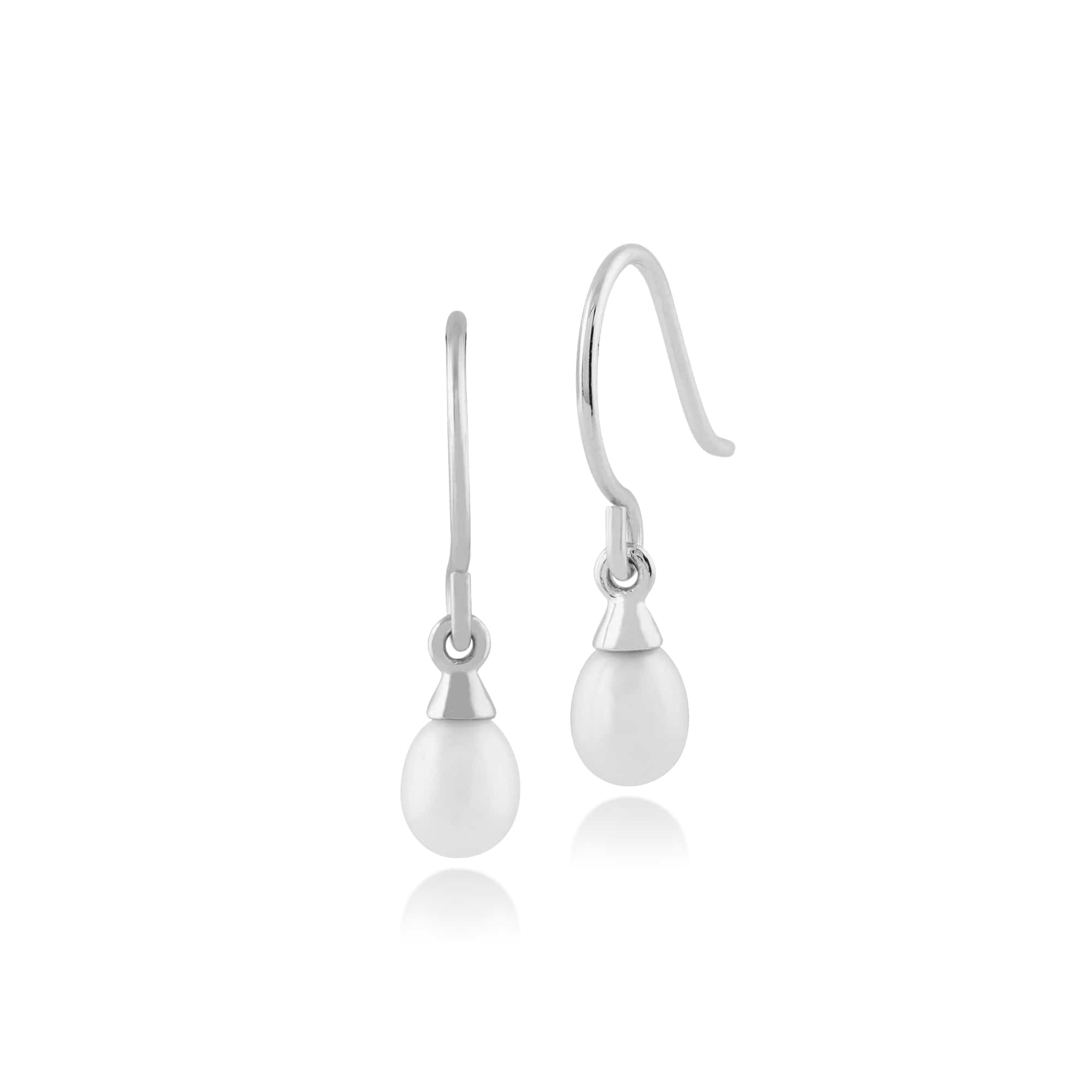 Classic Freshwater Pearl Drop Earrings in 9ct White Gold - Gemondo