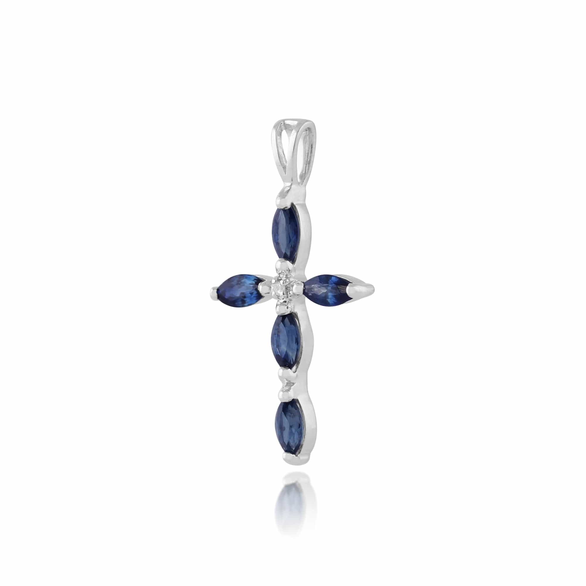 Sapphire & Diamond Cross Pendant Image 2