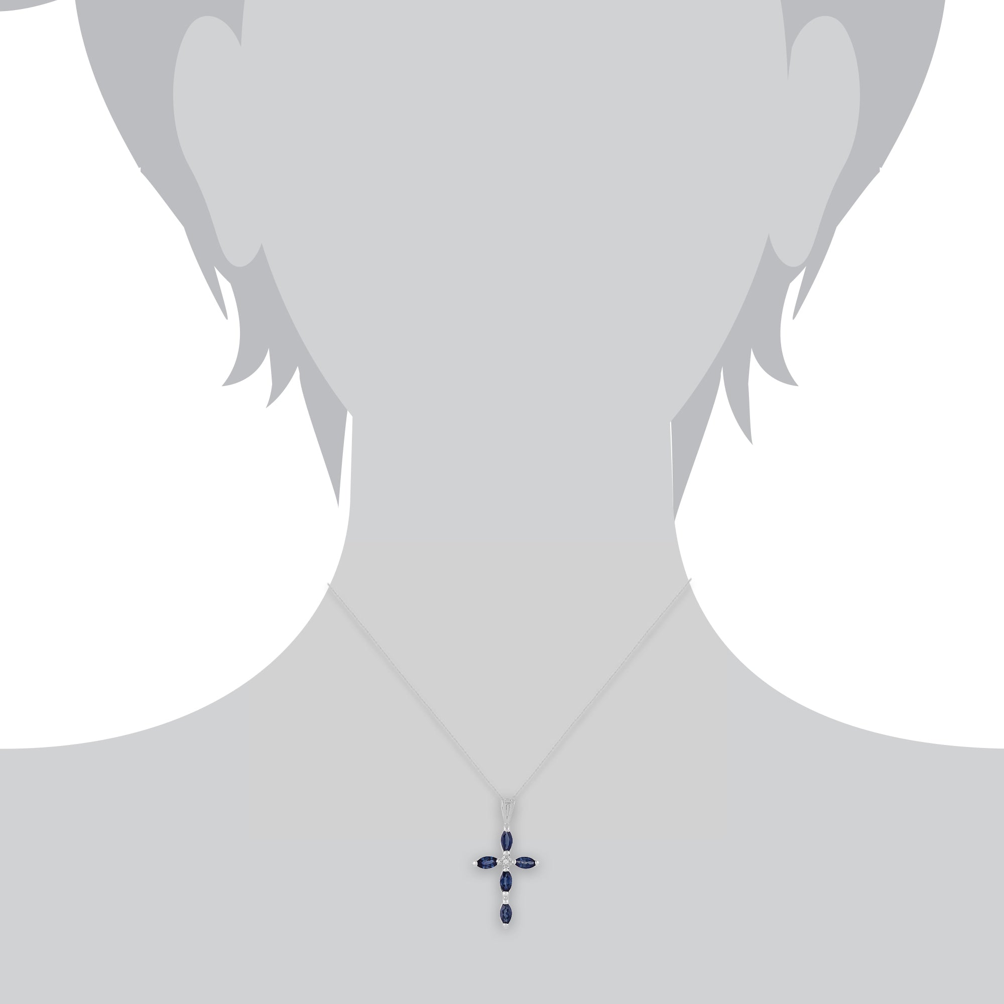 Sapphire & Diamond Cross Pendant Image 3