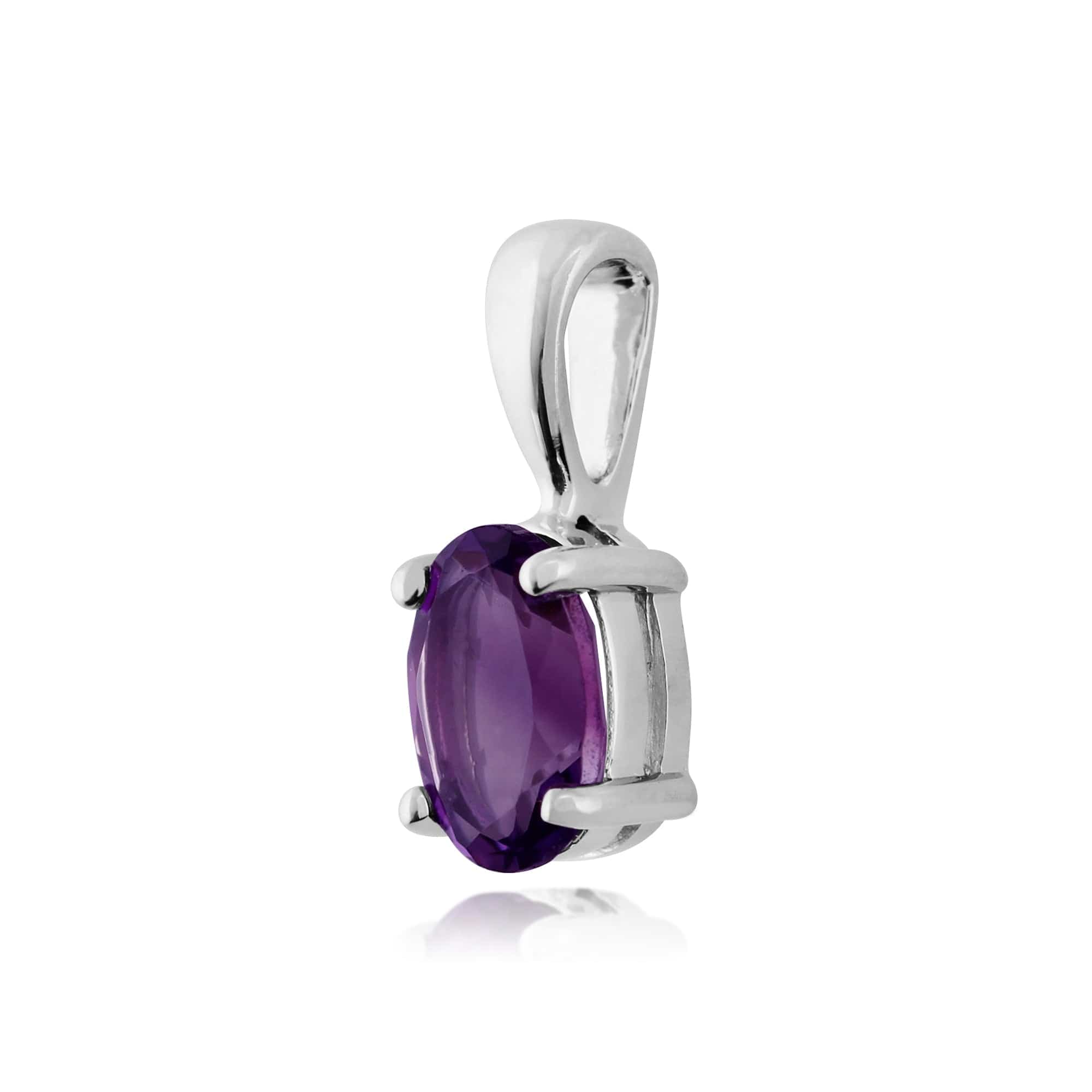 Classic Oval Amethyst Pendant in 9ct White Gold - Gemondo