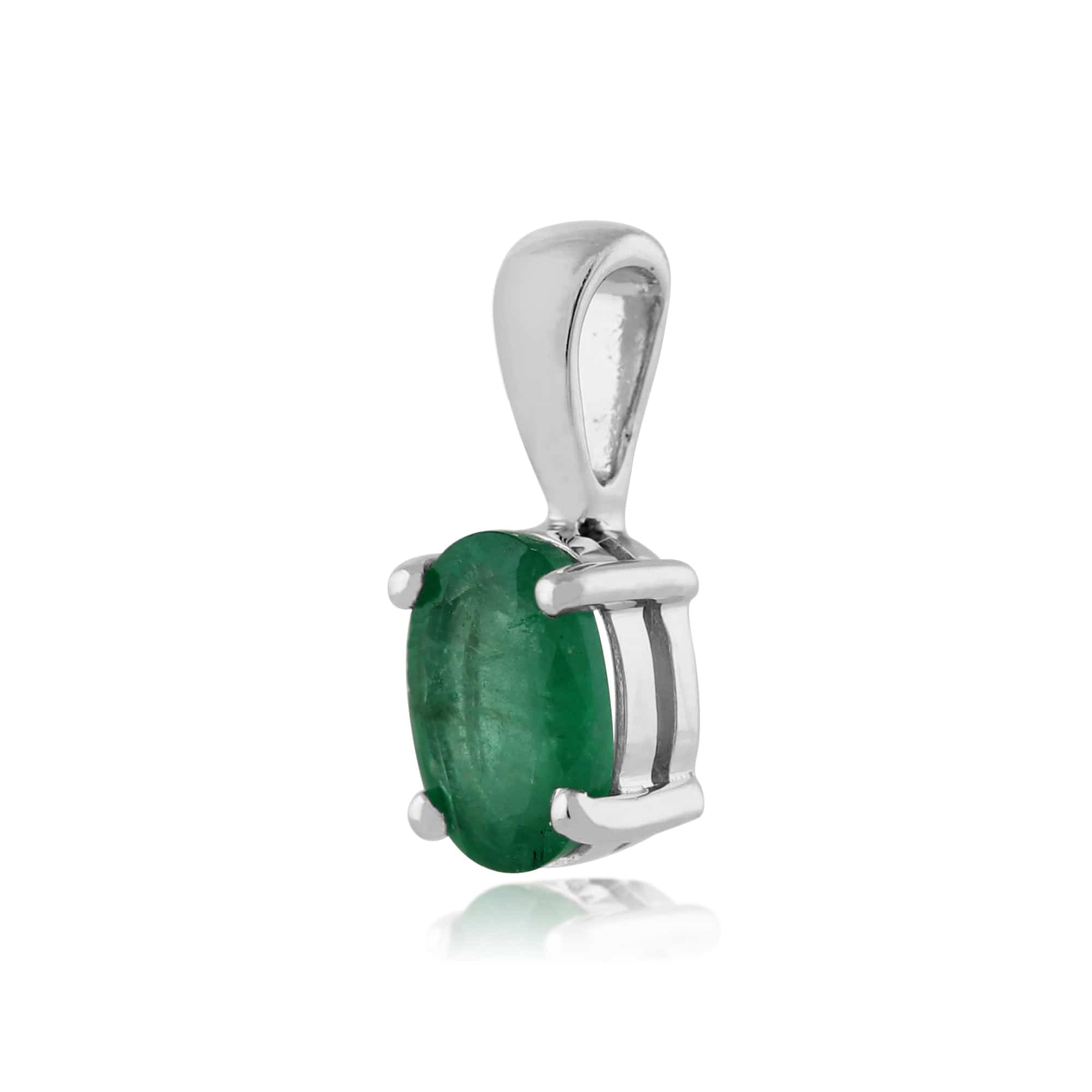 Classic Oval Emerald Pendant in 9ct White Gold - Gemondo