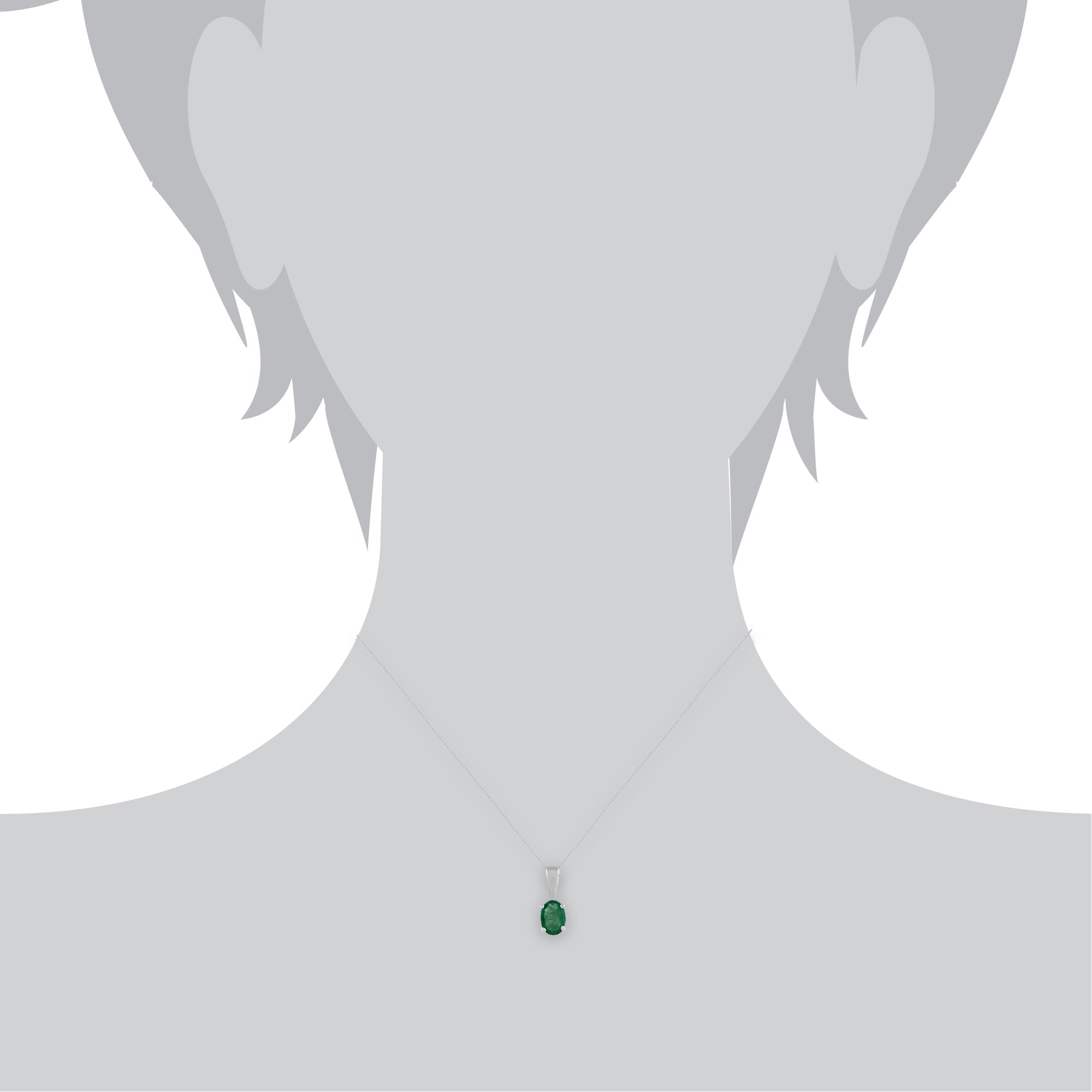 117E0017079-117P0013069 Classic Oval Emerald Single Stone Stud Earrings & Pendant in 9ct White Gold 6