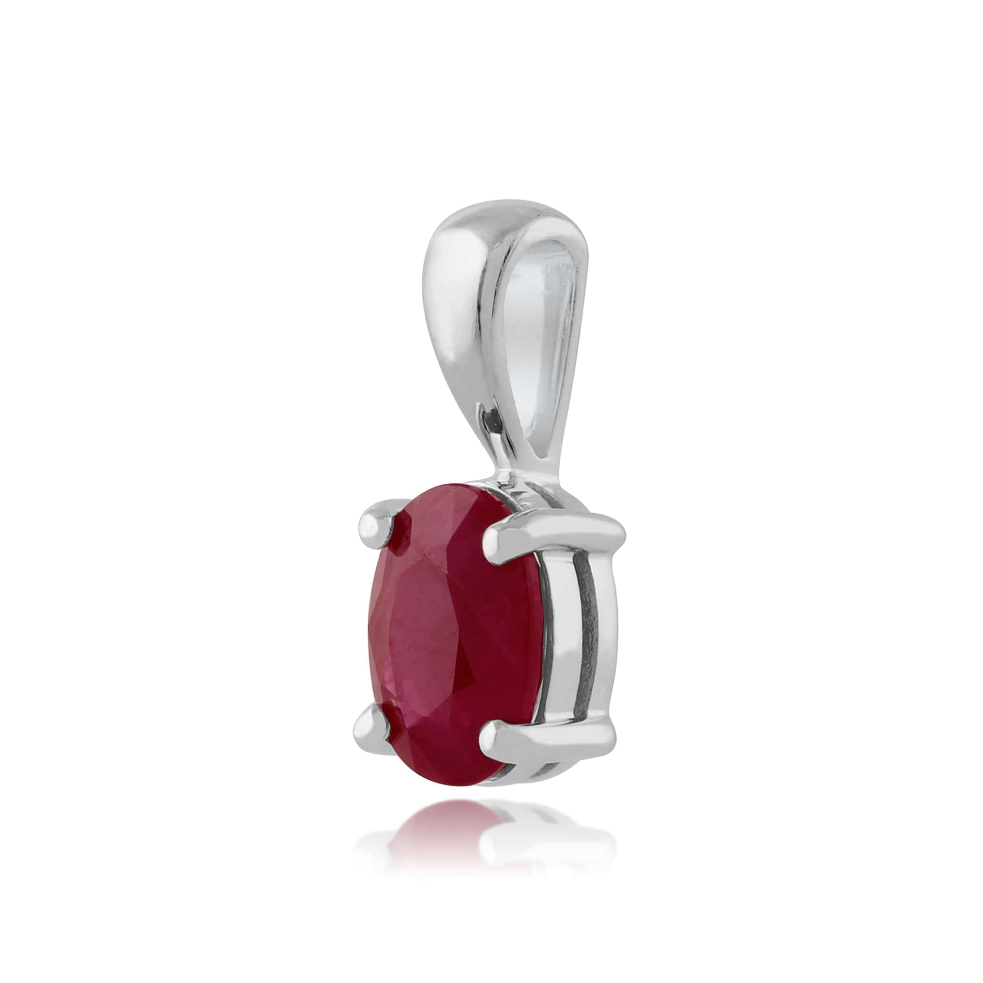 117E0017069-117P0013079 Classic Oval Ruby Single Stone Stud Earrings & Pendant Set in 9ct White Gold 5