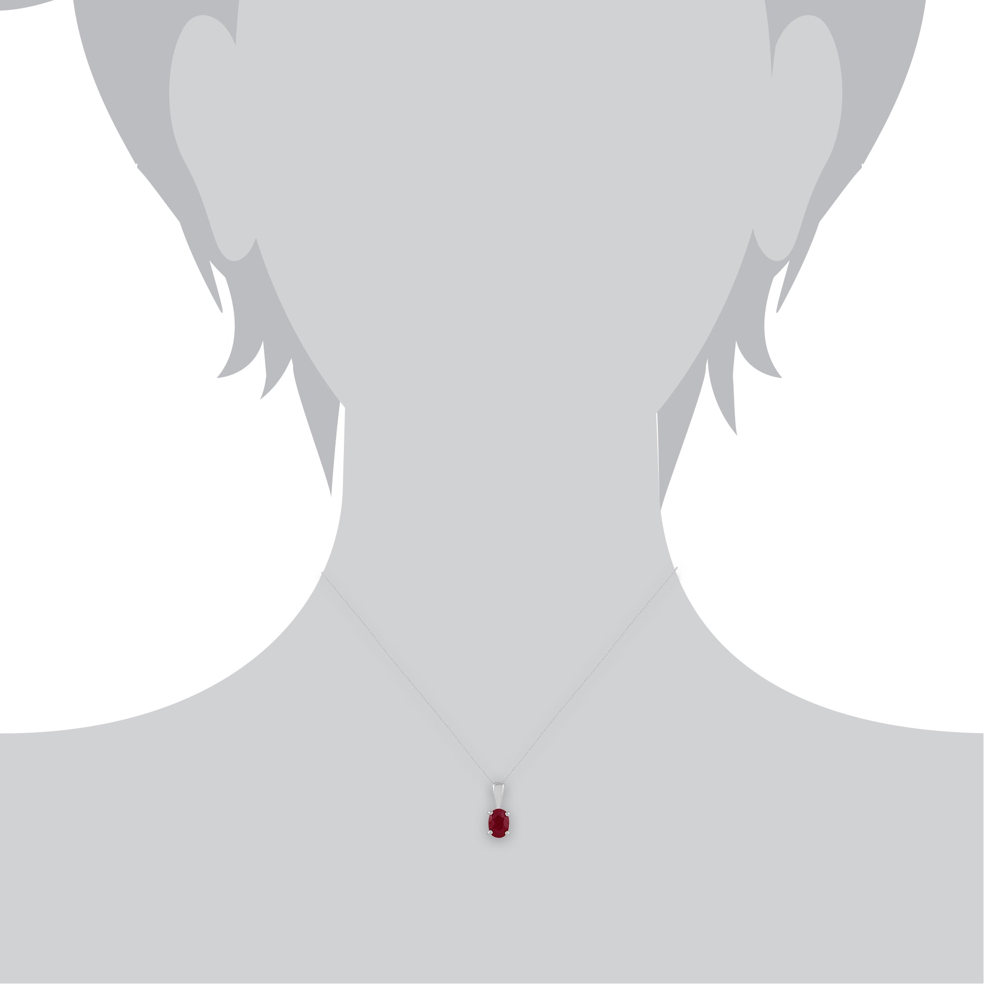 Classic Oval Ruby Pendant in 9ct White Gold - Gemondo