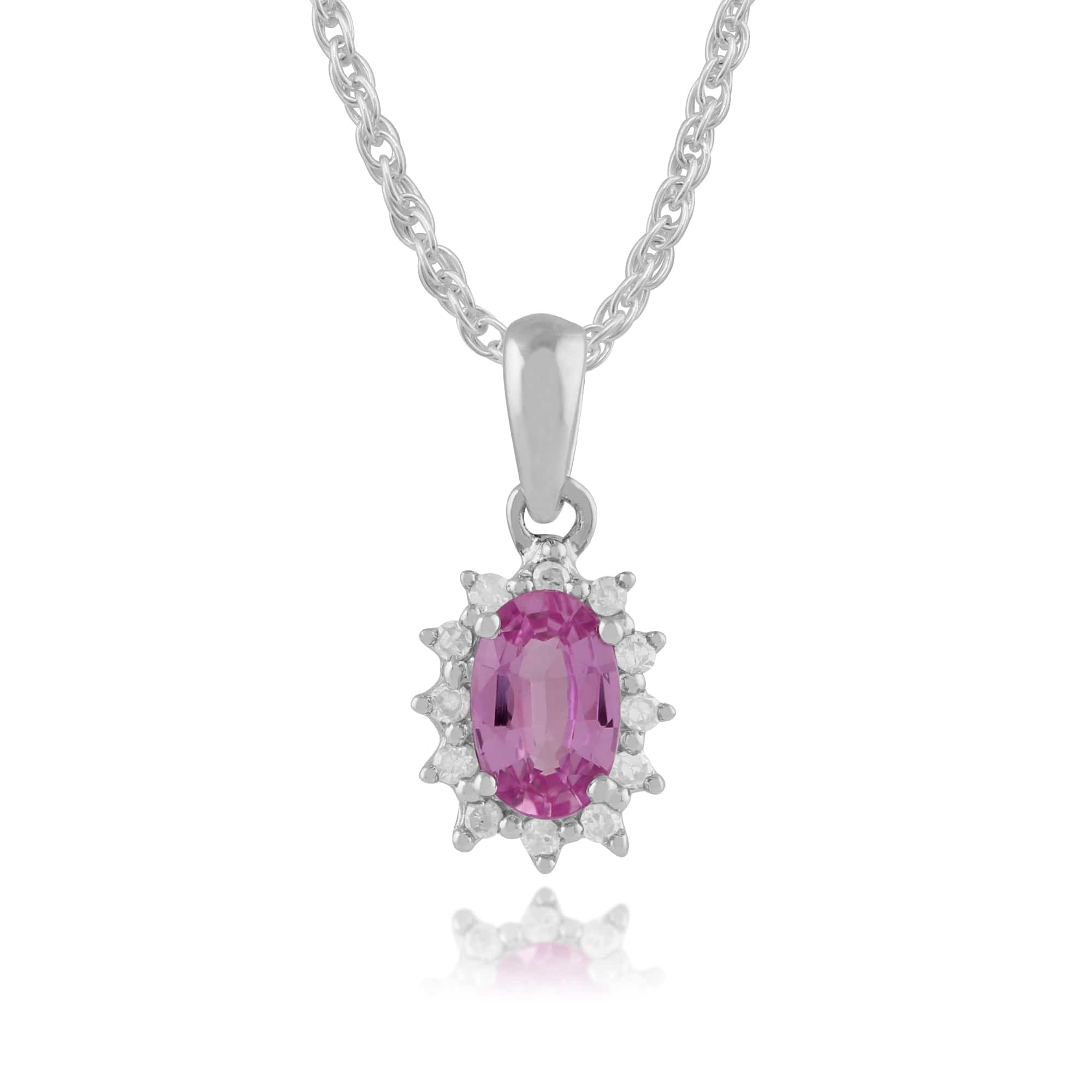 Pink Sapphire & Diamond Cluster Pendant