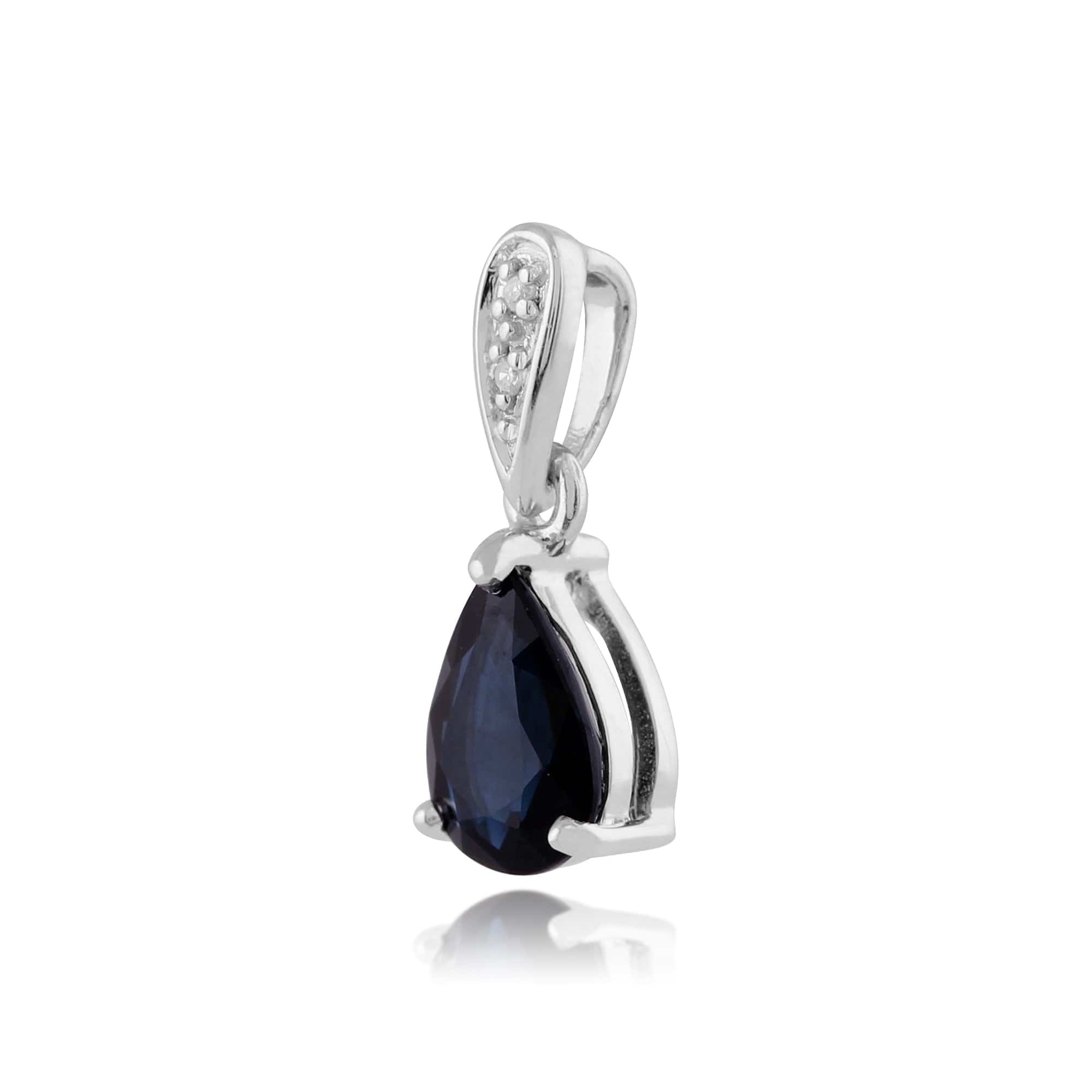 117P0034039 Classic Pear Sapphire & Diamond Pendant in 9ct White Gold 2