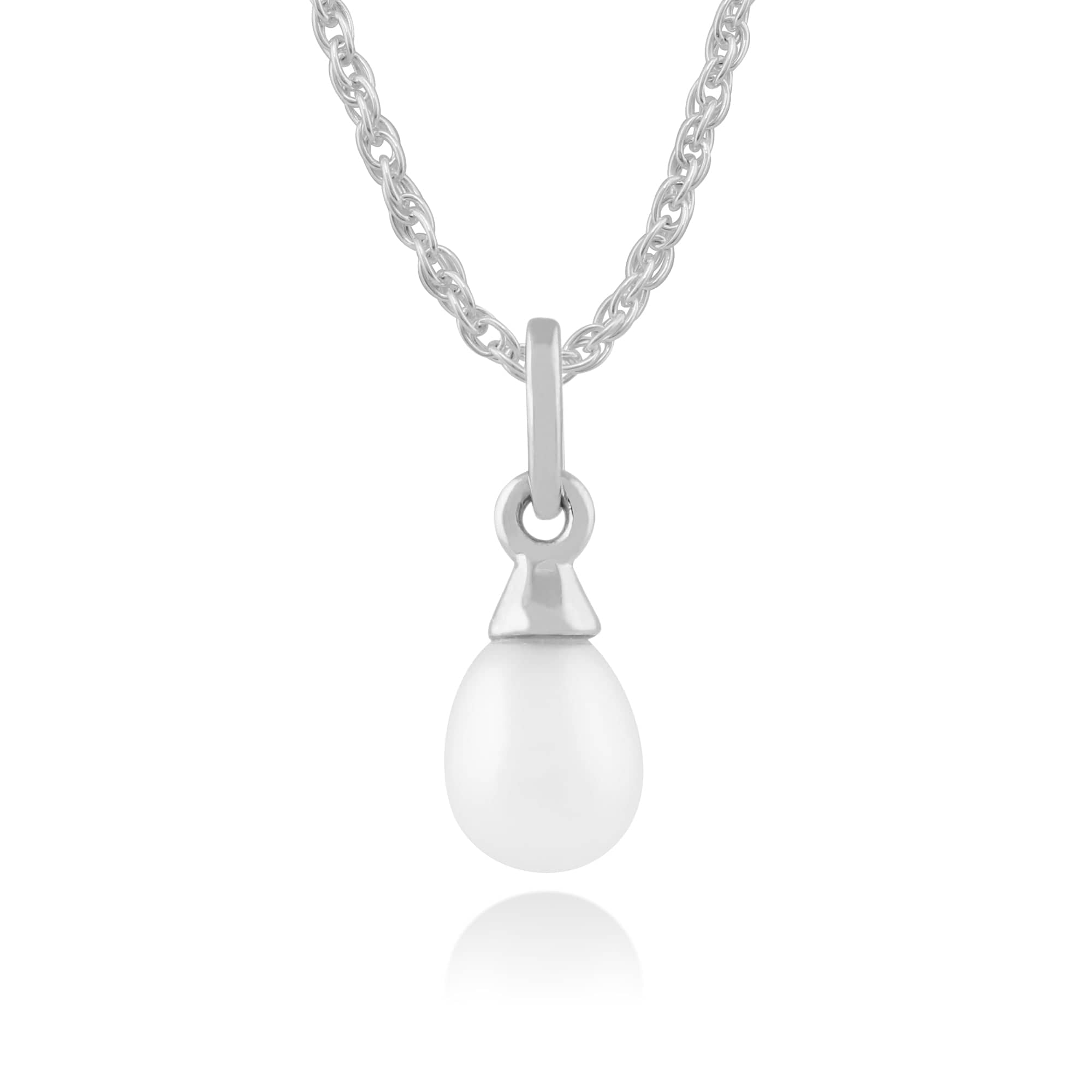 Classic Freshwater Pearl Pendant in 9ct White Gold - Gemondo