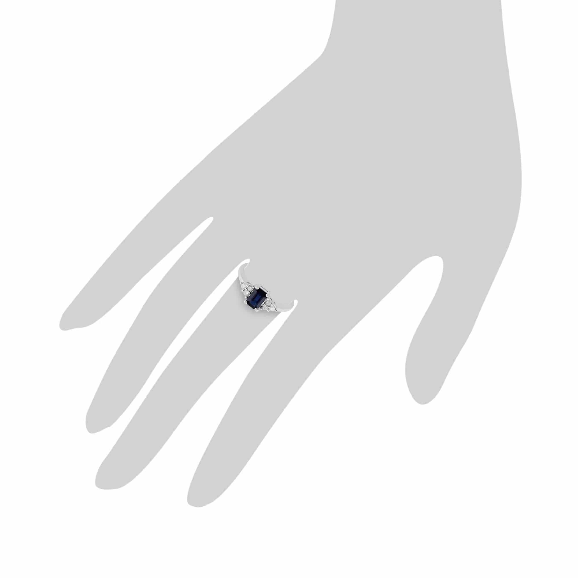 Classic Octagon Sapphire & Diamond Ring in 9ct White Gold Scale Image 