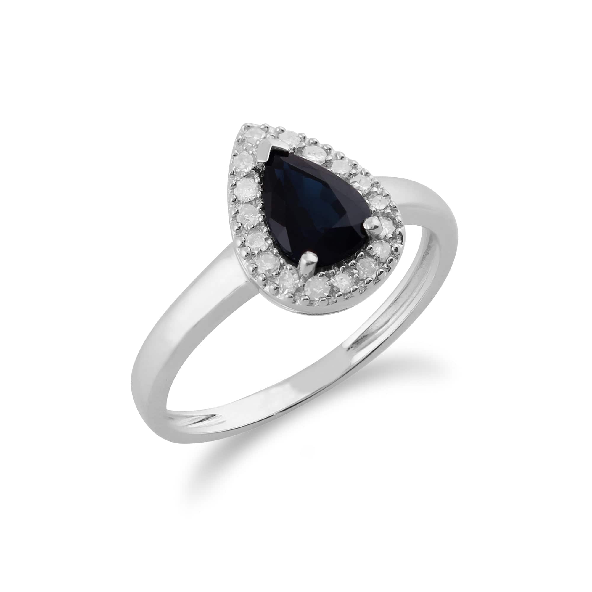 117R0164039 Gemondo 9ct White Gold 0.85ct Blue Sapphire & Diamond Pear Cluster Ring 2
