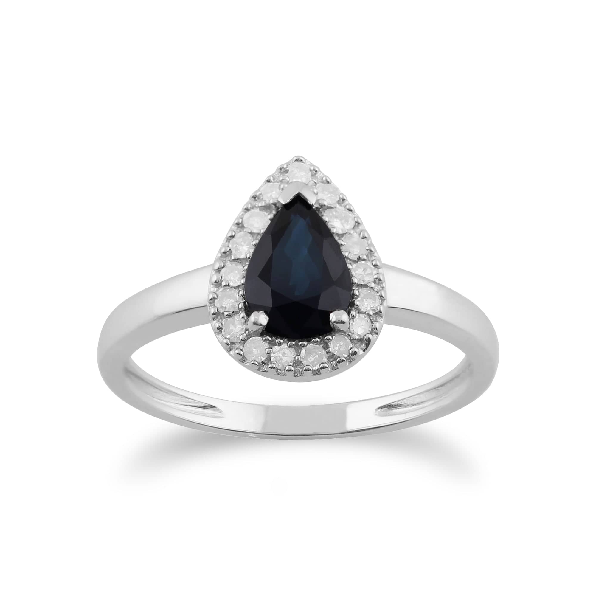 Gemondo 9ct White Gold 0.85ct Blue Sapphire & Diamond Pear Cluster Ring Image 1