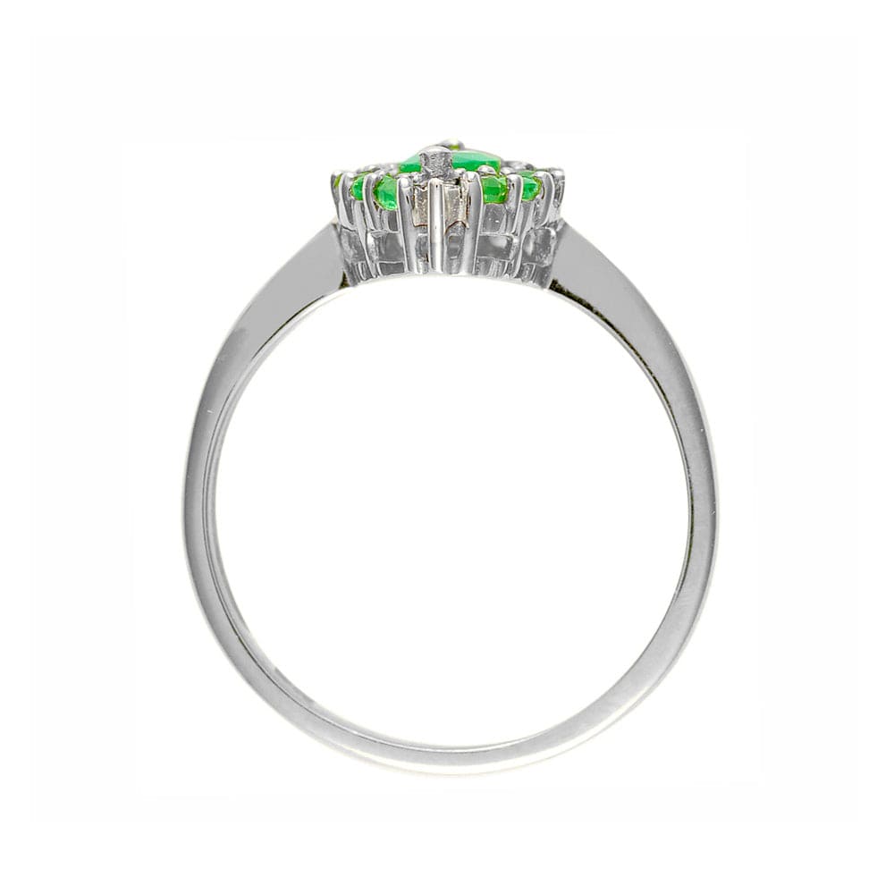 117R0066039 9ct White Gold 0.48ct Natural Emerald & 1.6pt Diamond Cluster Ring 3