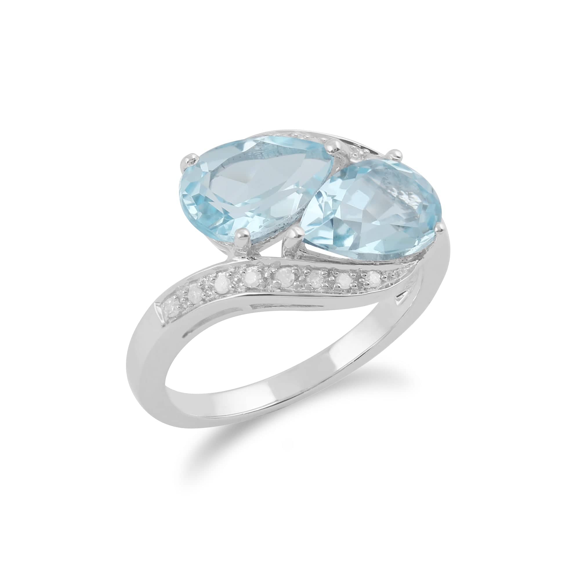 Gemondo 9ct White Gold 3.15ct Blue Topaz & Diamond Ring Image 2