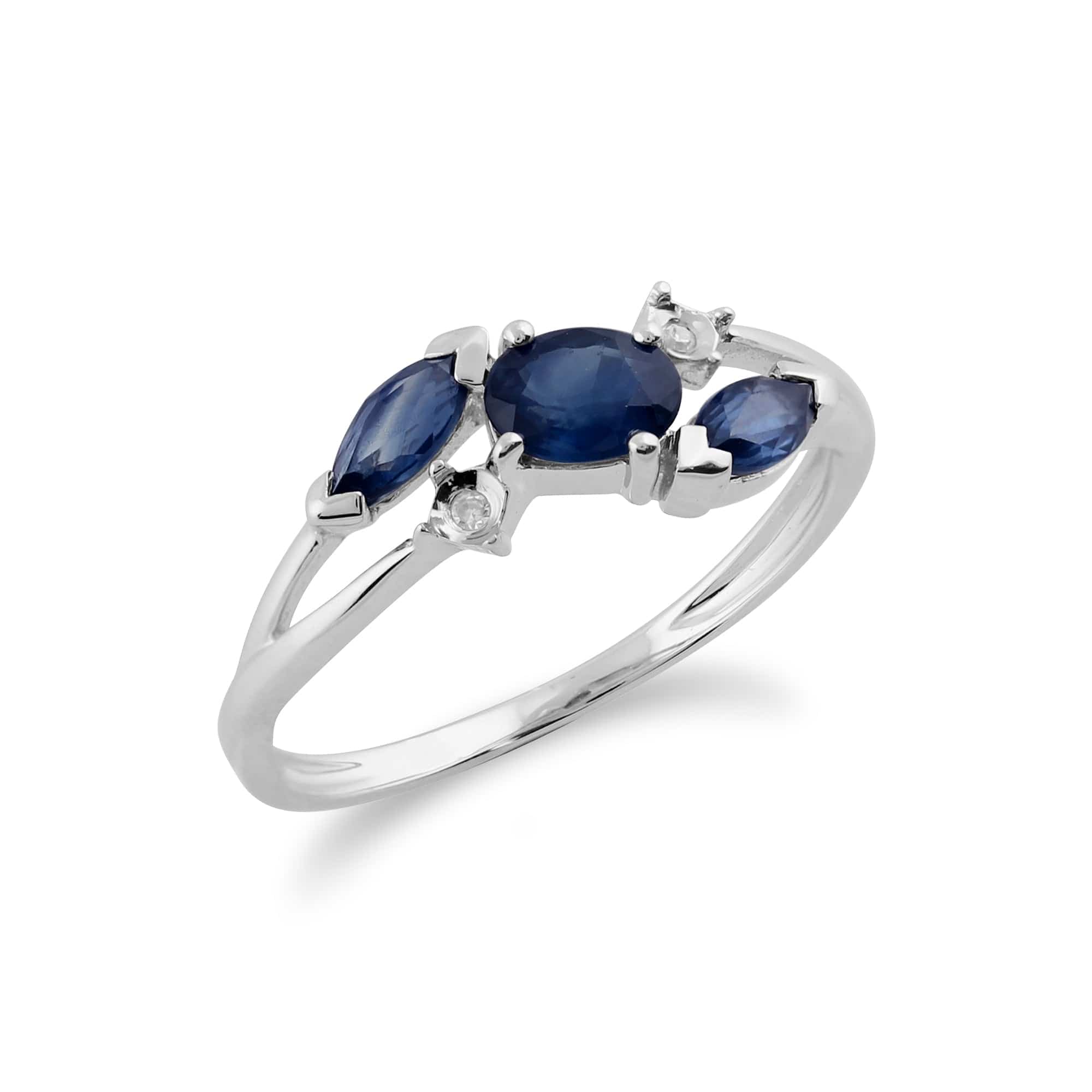 117R0170029 Gemondo 9ct White Gold 0.78ct Blue Kanchanaburi Sapphire & Diamond Ring 2