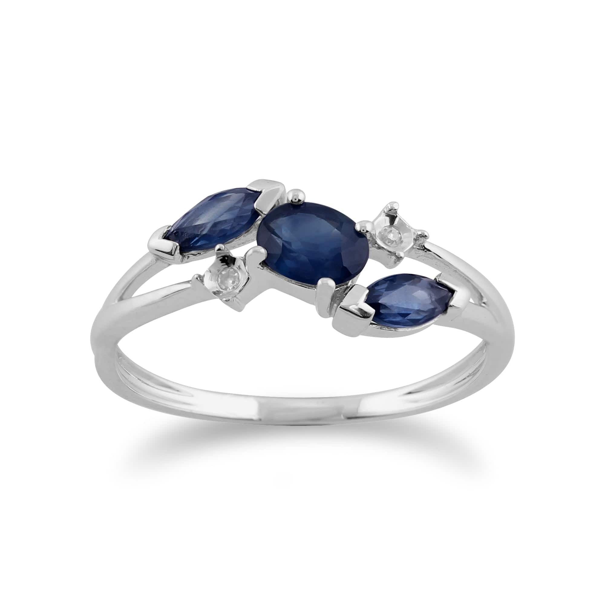 Gemondo 9ct White Gold 0.78ct Blue Kanchanaburi Sapphire & Diamond Ring Image 1