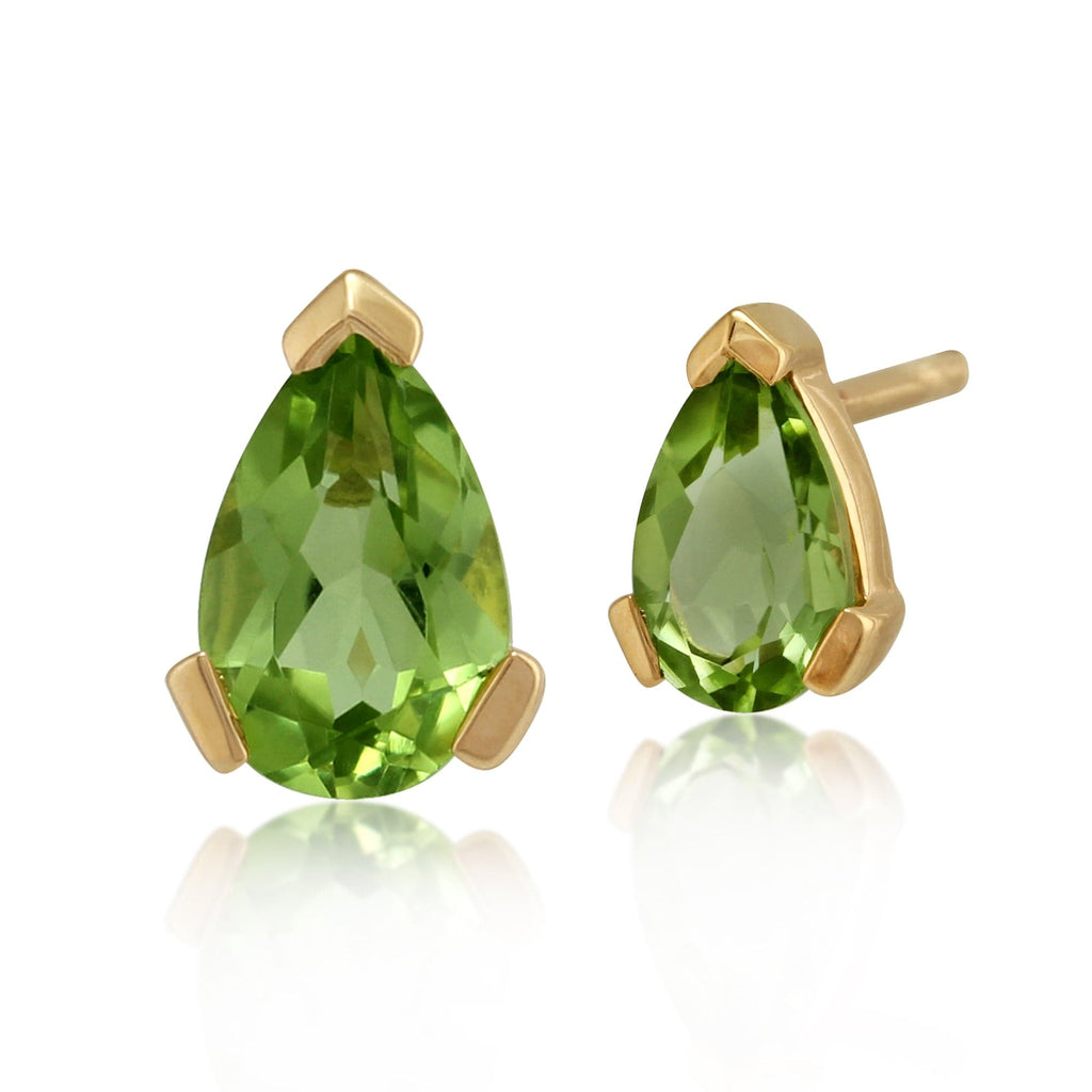 Classic Pear Peridot Stud Earrings 9ct Yellow Gold