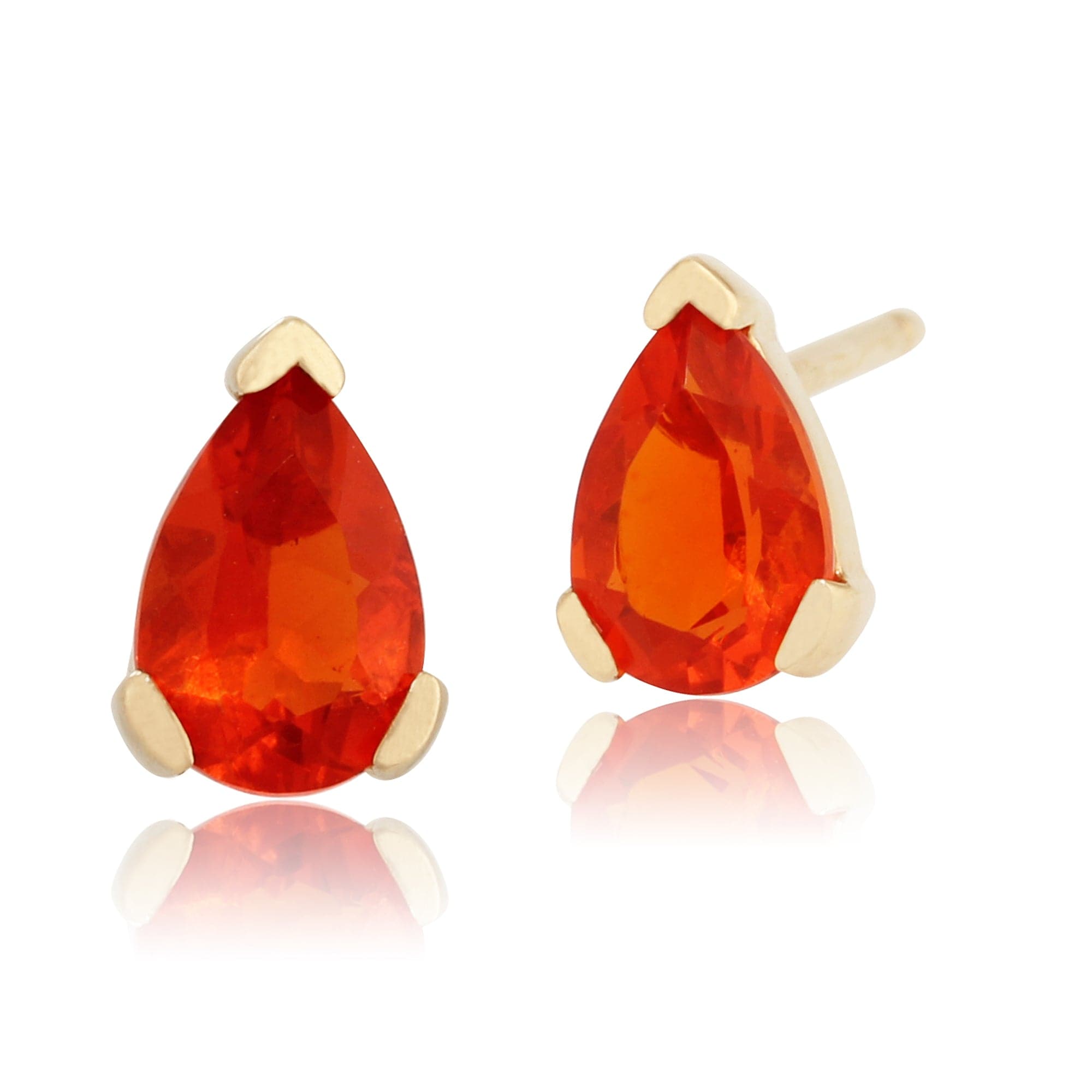 Classic Pear Fire Opal Stud Earrings in 9ct Yellow Gold - Gemondo