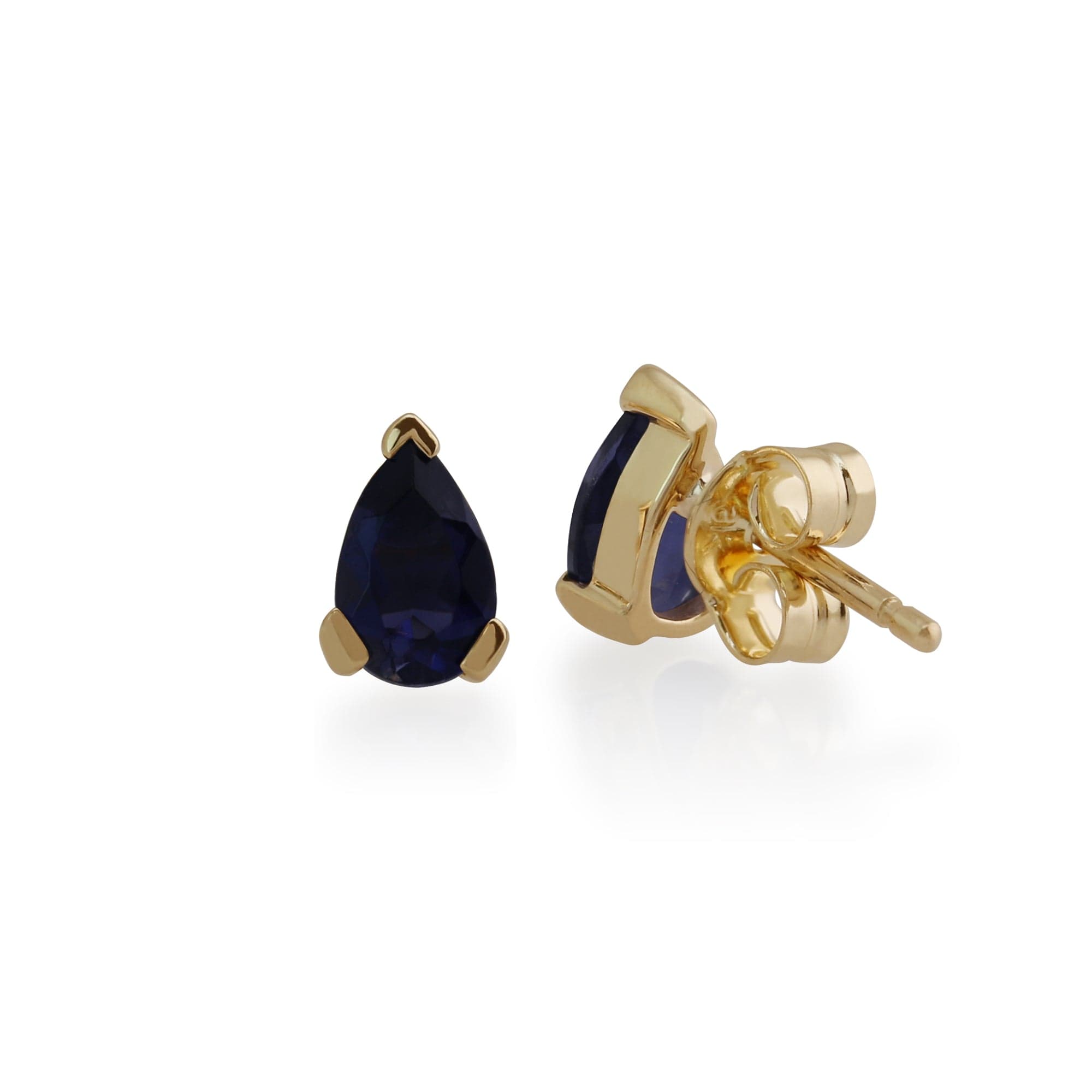 123E0606219 Classic Pear Iolite Claw Set Stud Earrings in 9ct Yellow Gold 2