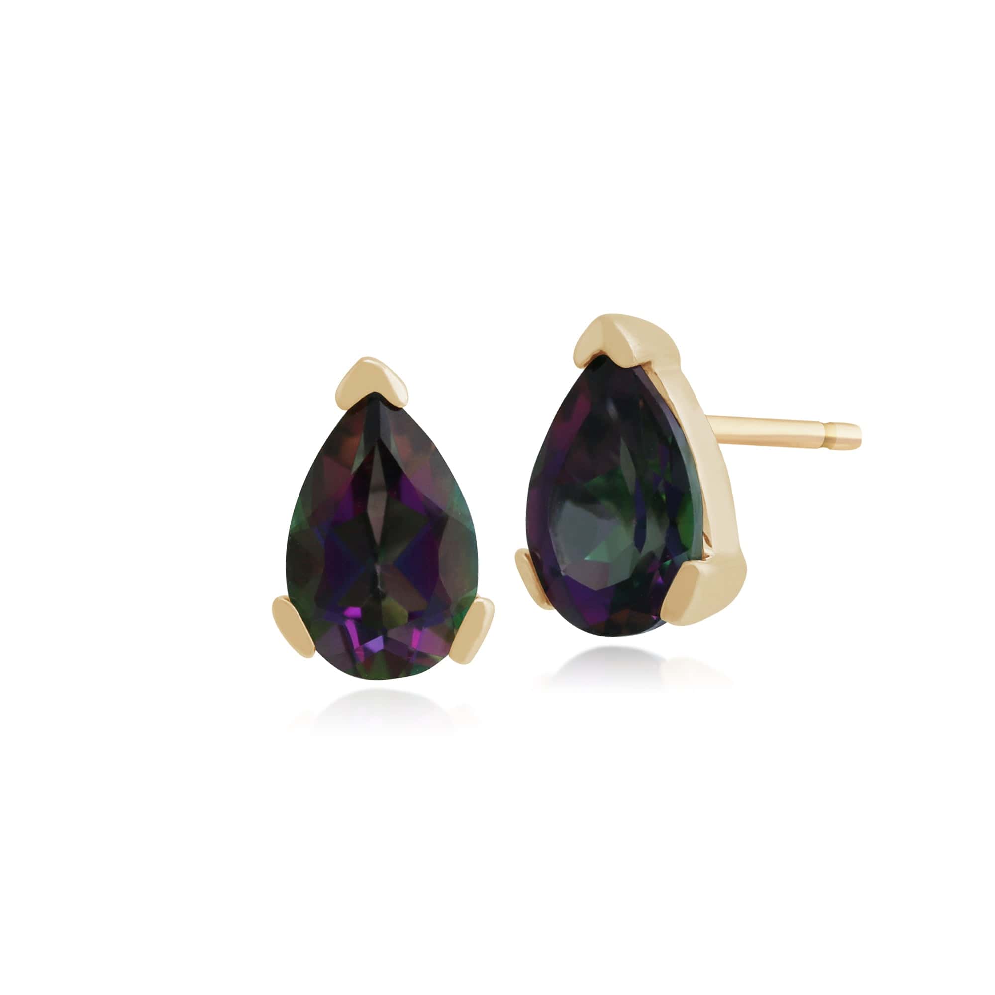Classic Pear Mystic Topaz Claw Set Stud Earrings in 9ct Yellow Gold - Gemondo