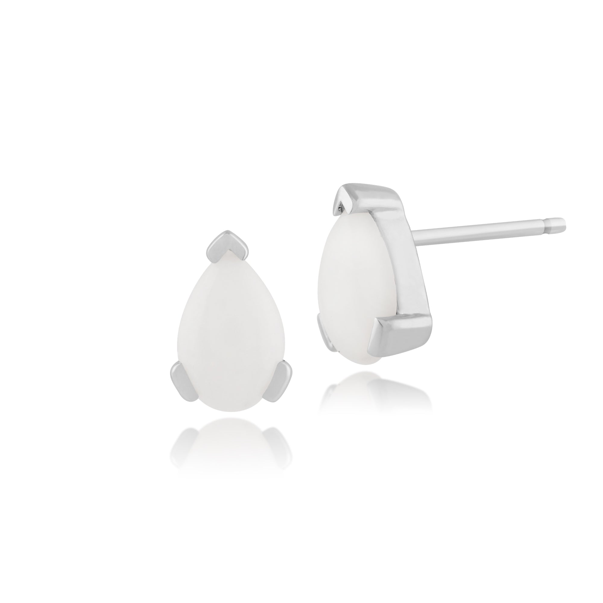Classic Pear Opal Stud Earrings in 9ct White Gold
