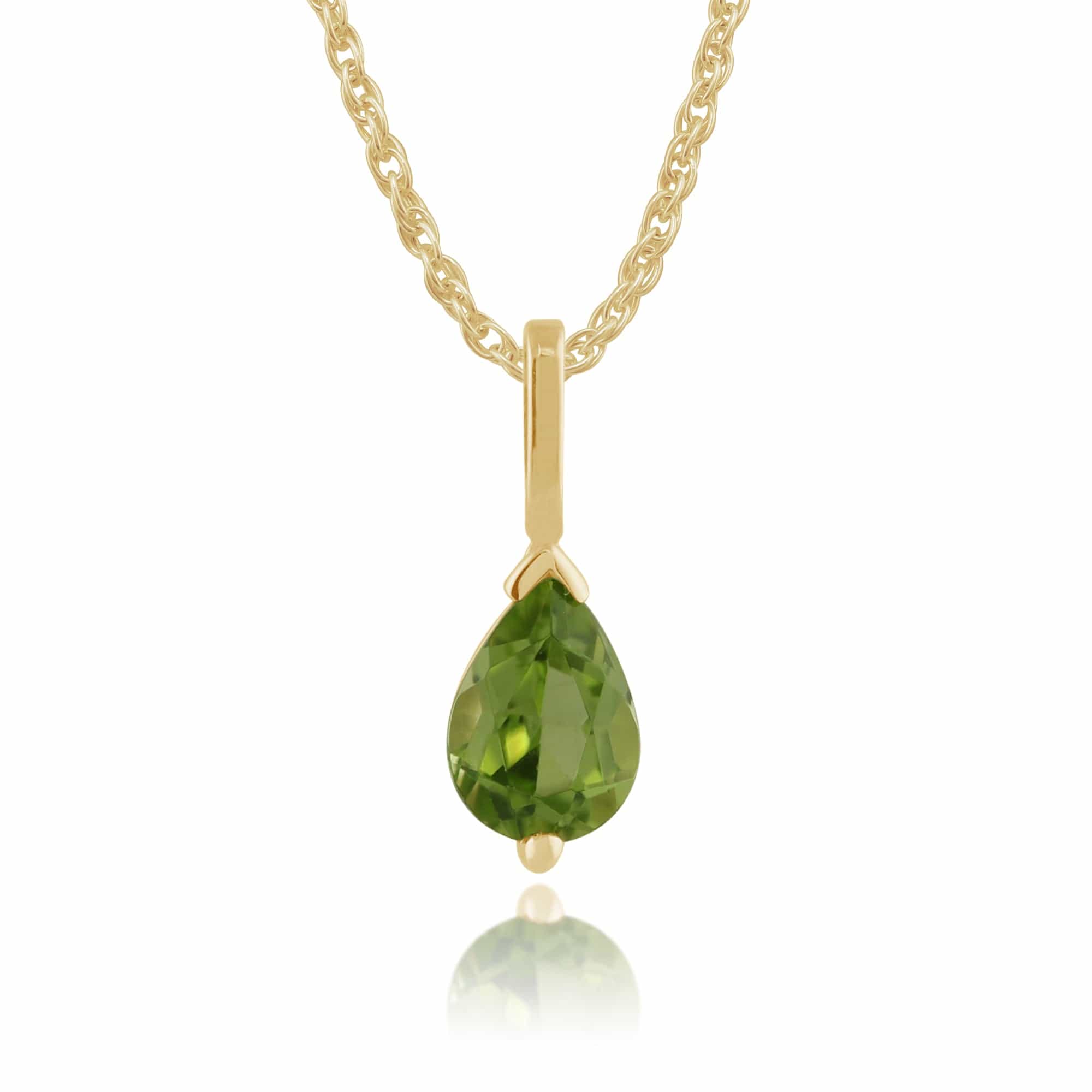 Classic Pear Peridot Pendant in 9ct Yellow Gold - Gemondo